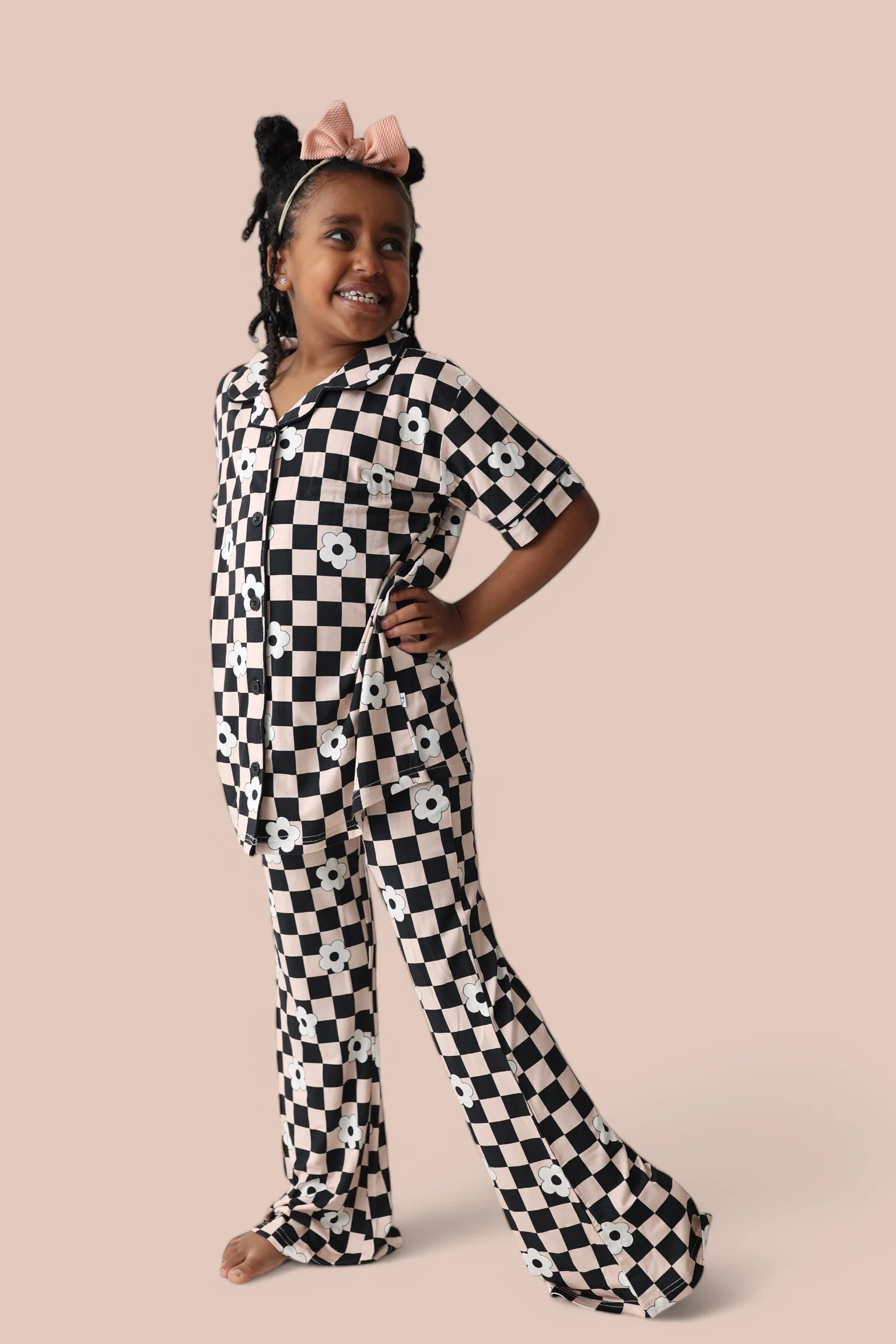 RETRO DAISY CHECKS SHORT SLEEVE DREAM GIRL'S FLARE SET - Image 10