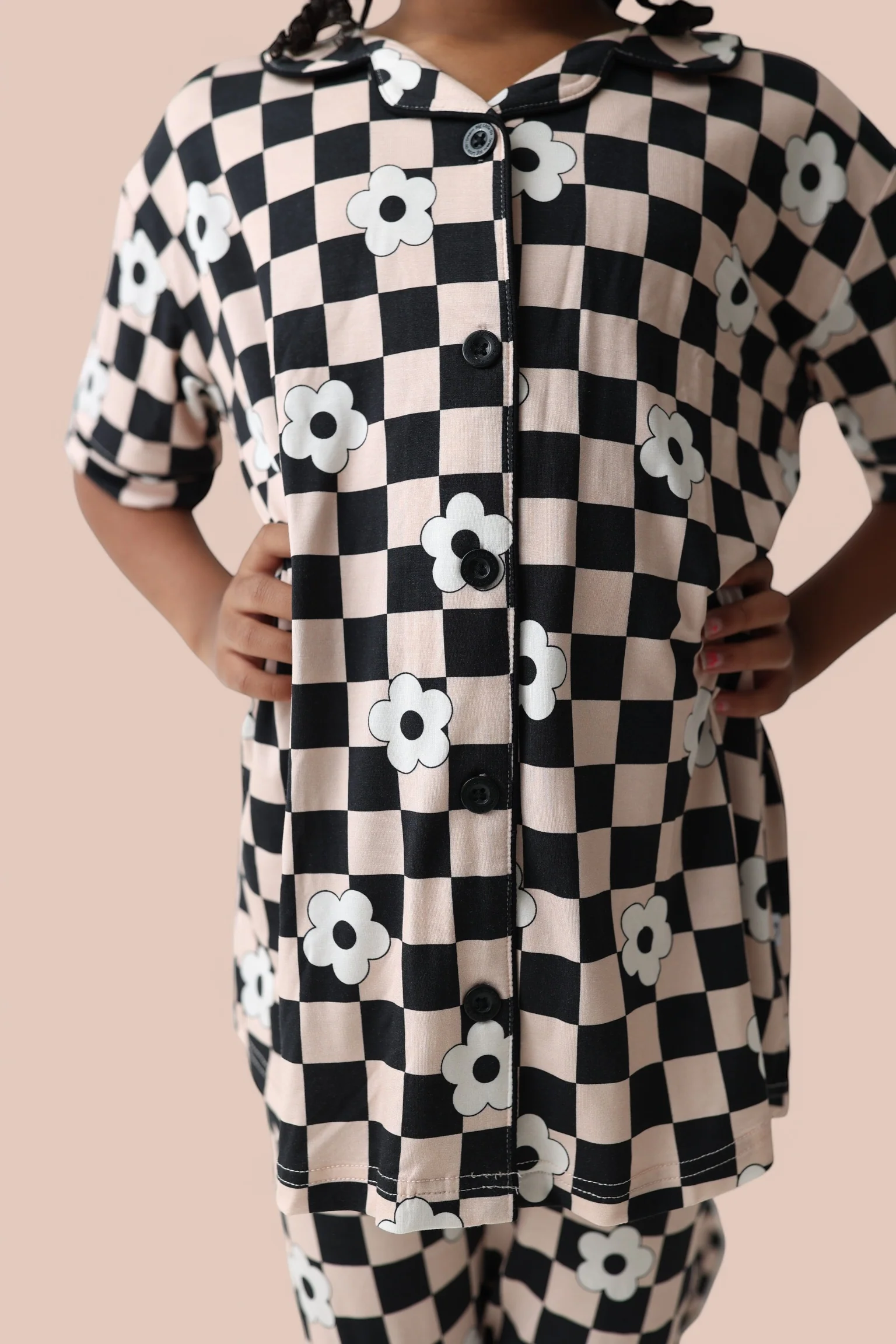 RETRO DAISY CHECKS SHORT SLEEVE DREAM GIRL'S FLARE SET - Image 11
