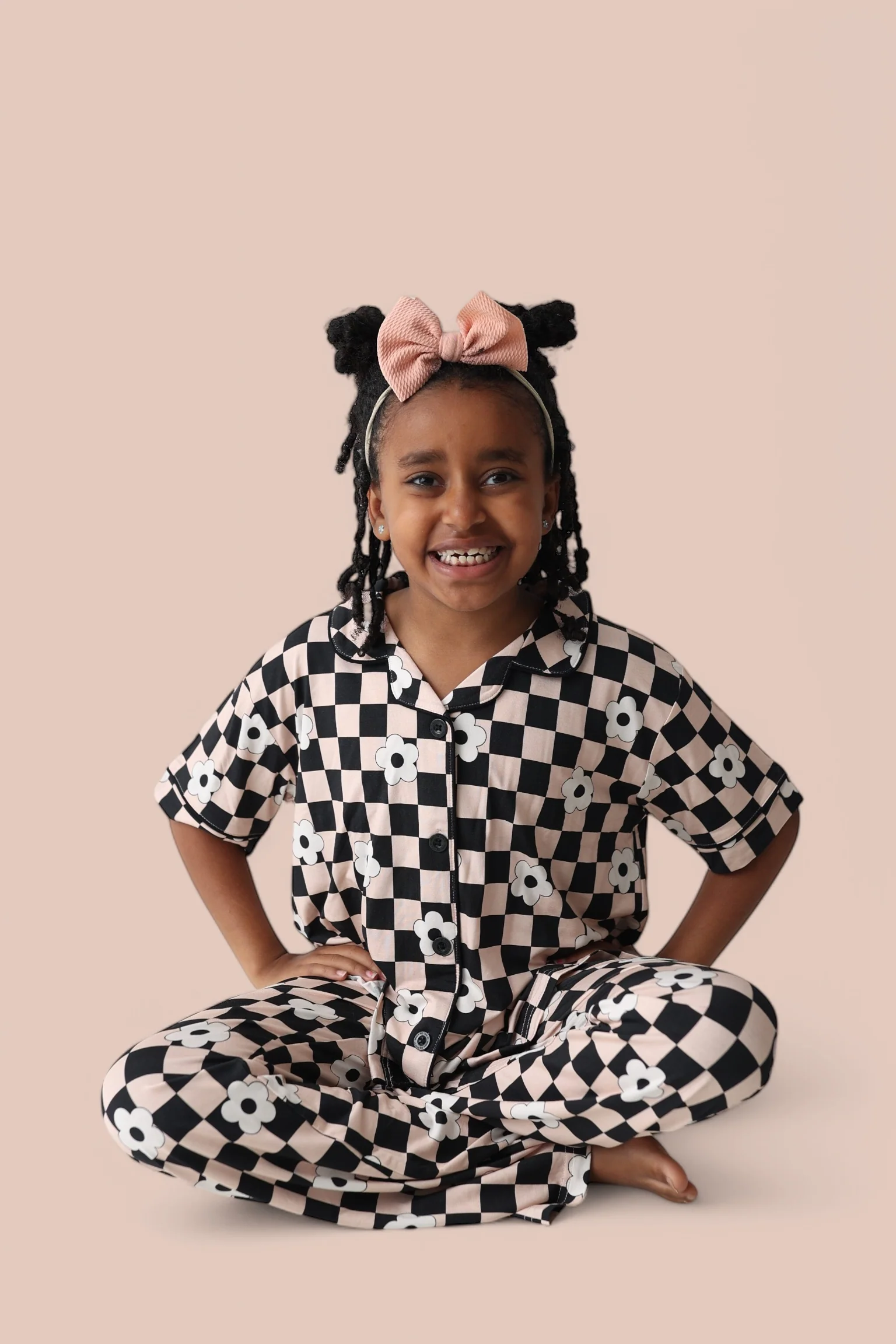 RETRO DAISY CHECKS SHORT SLEEVE DREAM GIRL'S FLARE SET - Image 12