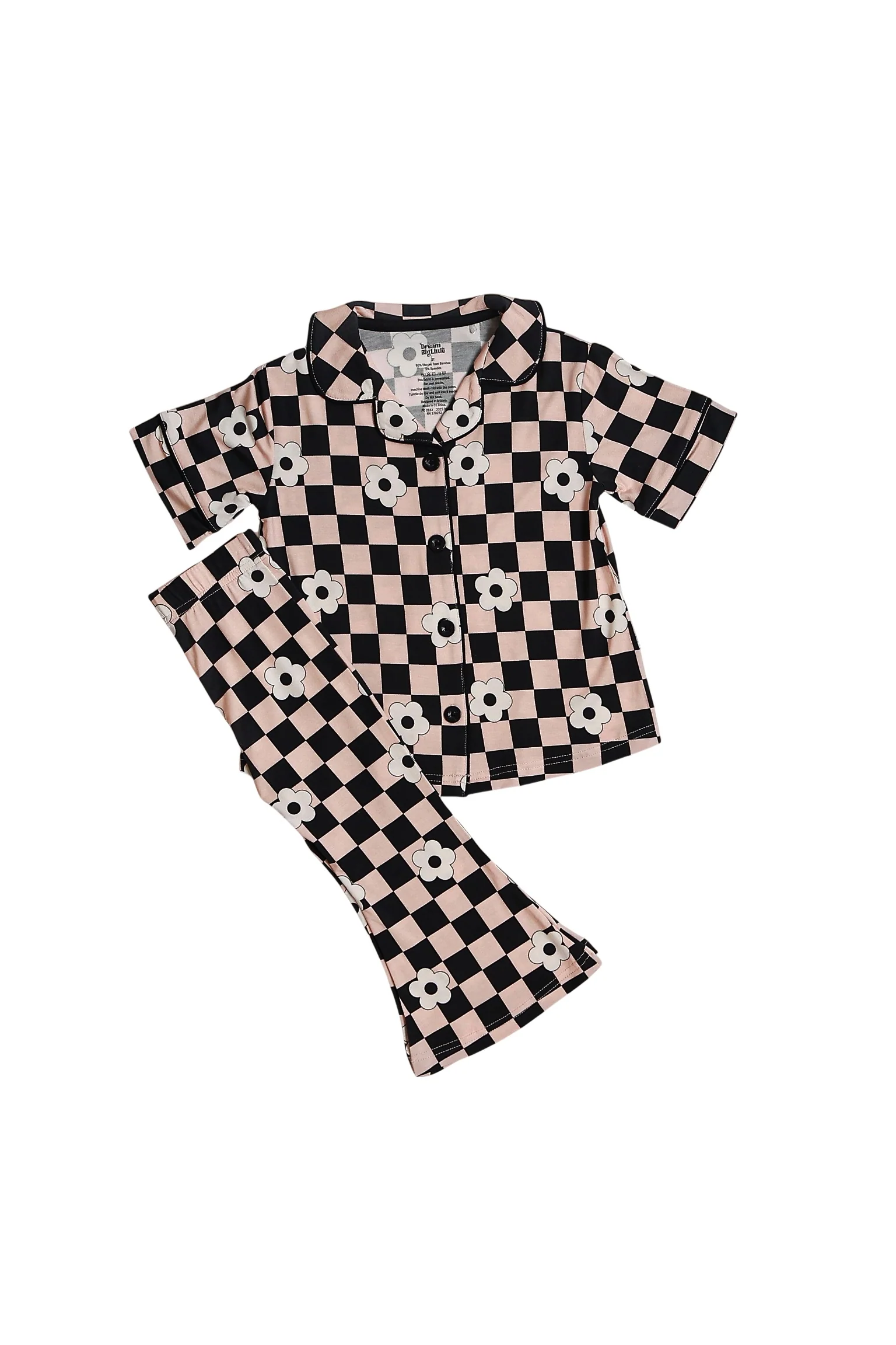 RETRO DAISY CHECKS SHORT SLEEVE DREAM GIRL'S FLARE SET - Image 17