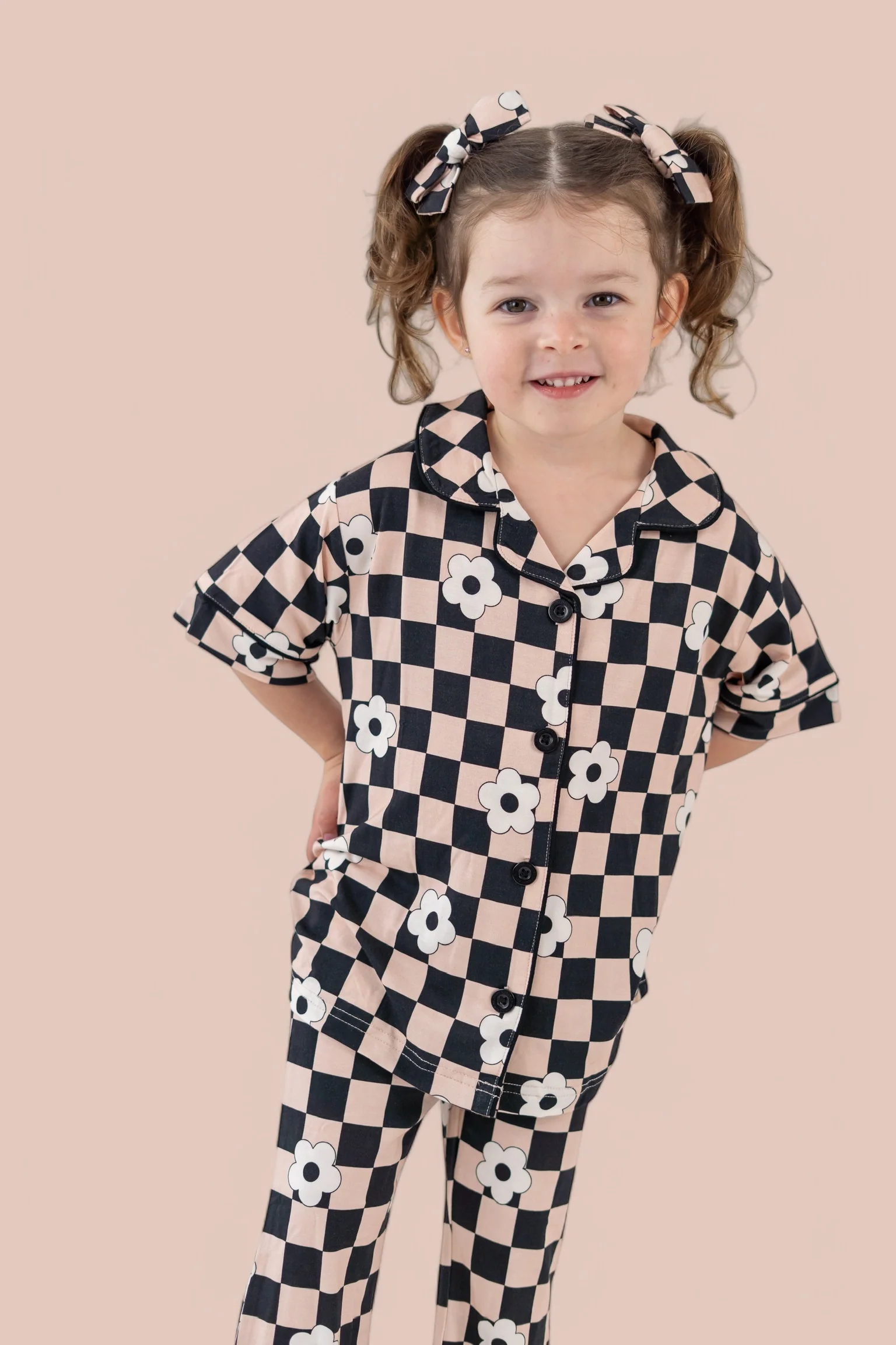RETRO DAISY CHECKS SHORT SLEEVE DREAM GIRL'S FLARE SET - Image 6