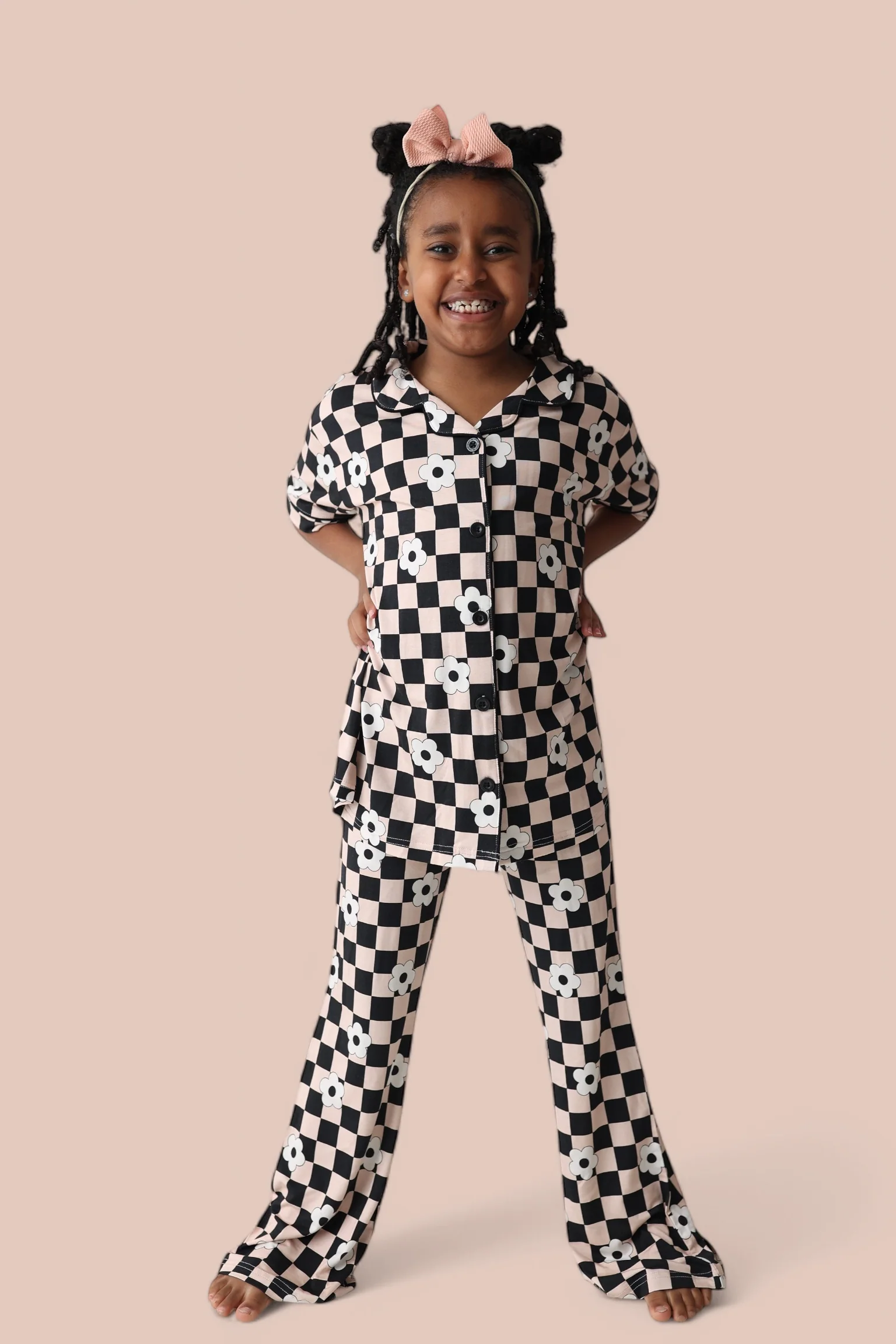 RETRO DAISY CHECKS SHORT SLEEVE DREAM GIRL'S FLARE SET - Image 7