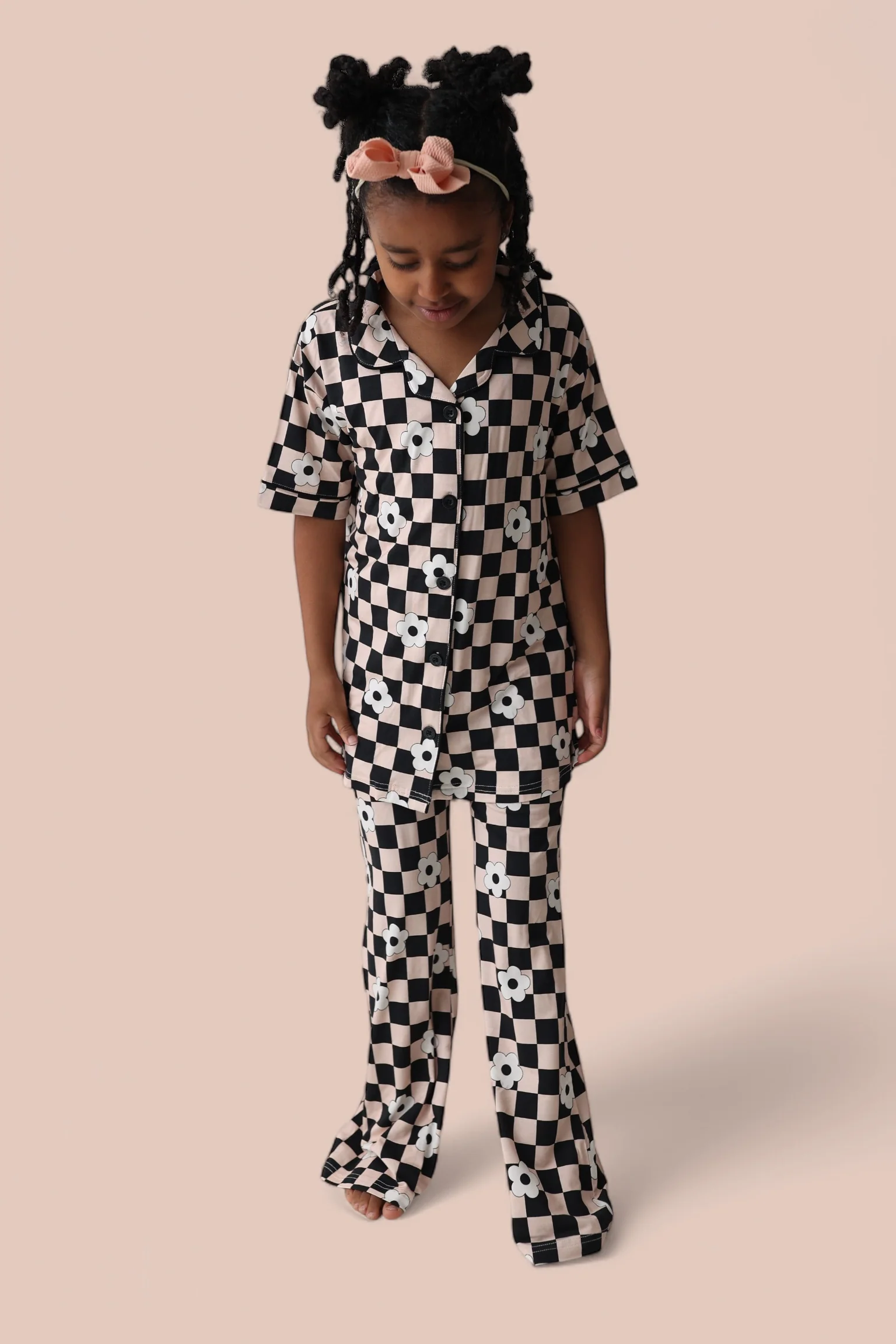 RETRO DAISY CHECKS SHORT SLEEVE DREAM GIRL'S FLARE SET - Image 8