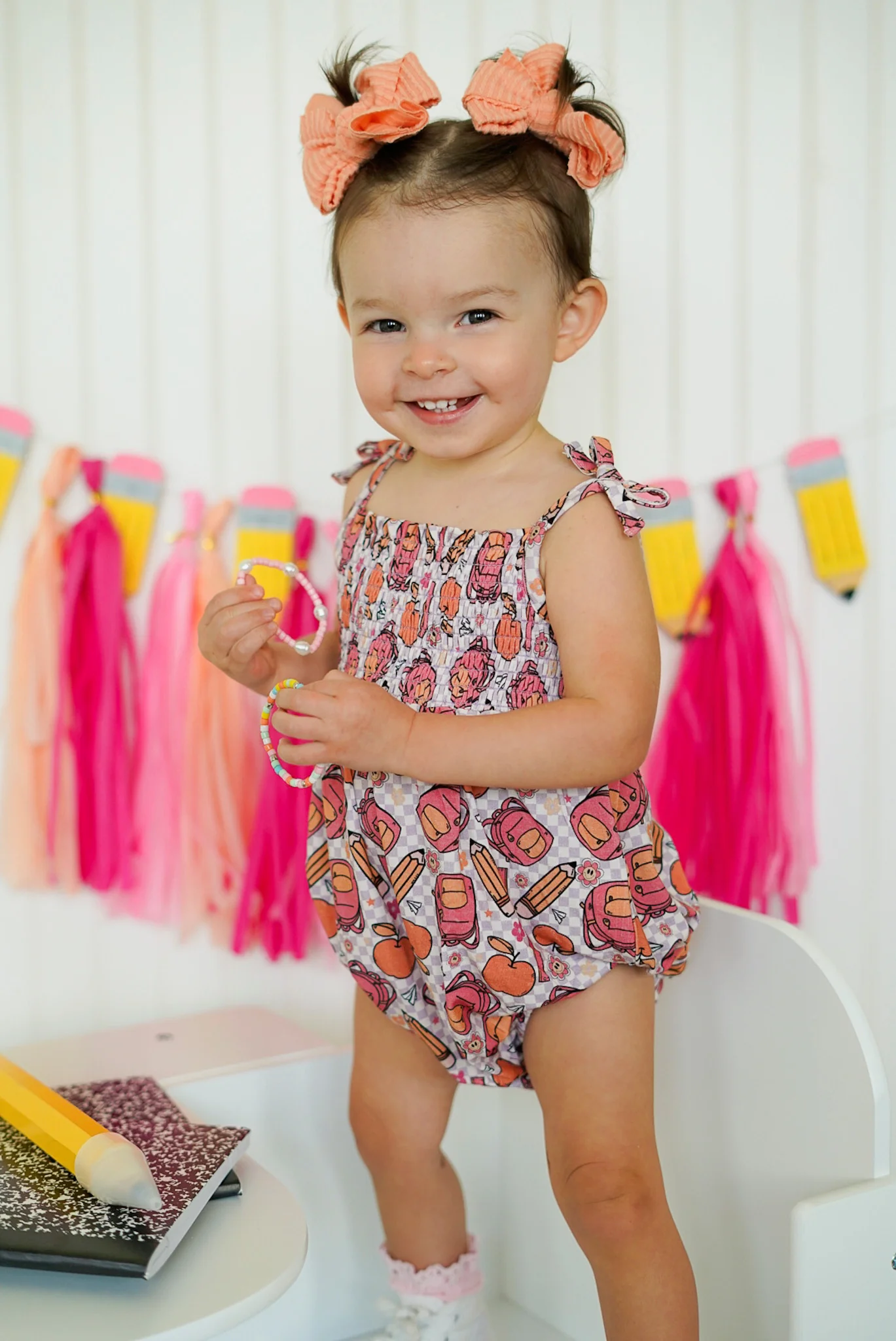 RULE THE SCHOOL SMOCKED BUBBLE ROMPER - Image 2
