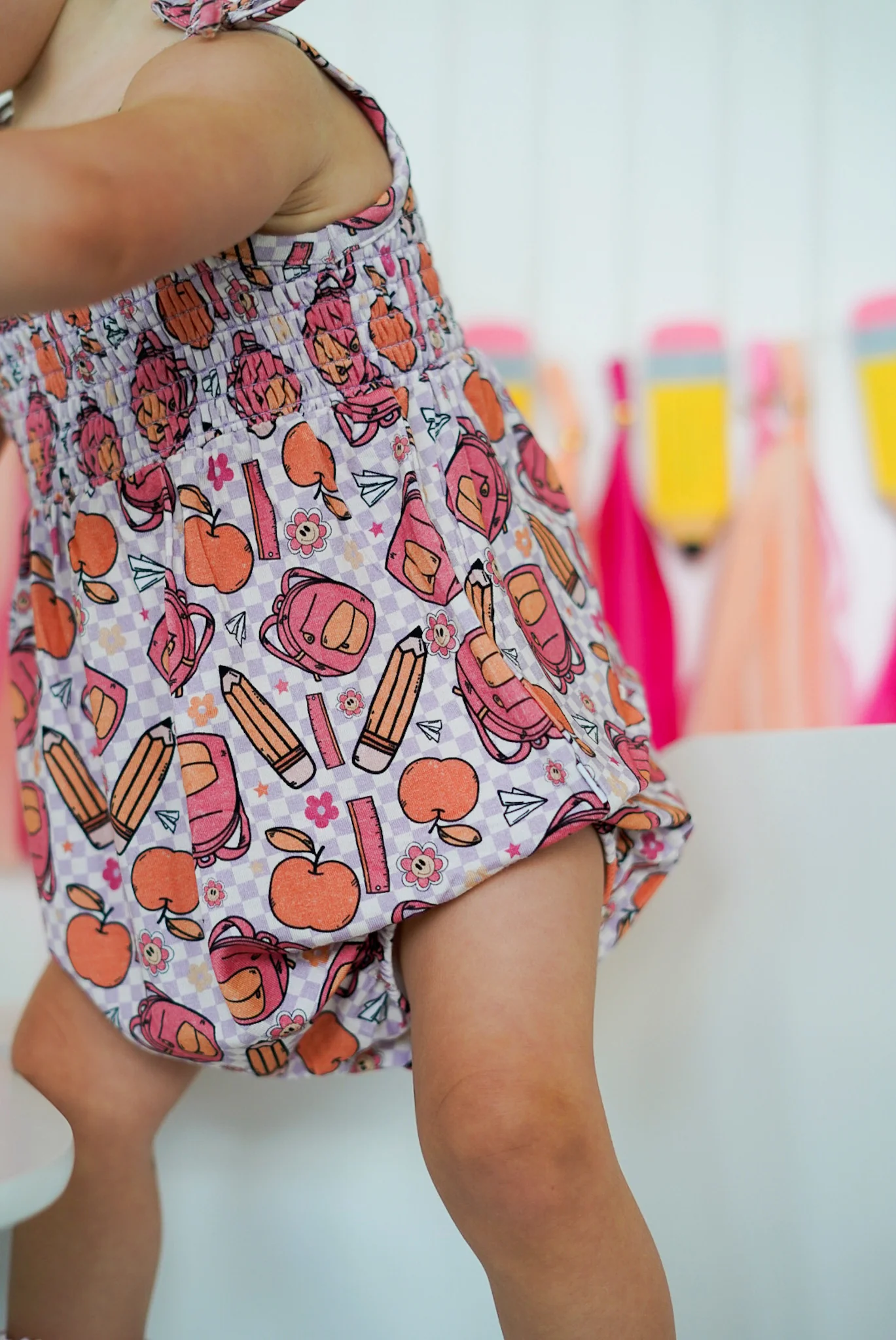 RULE THE SCHOOL SMOCKED BUBBLE ROMPER - Image 20