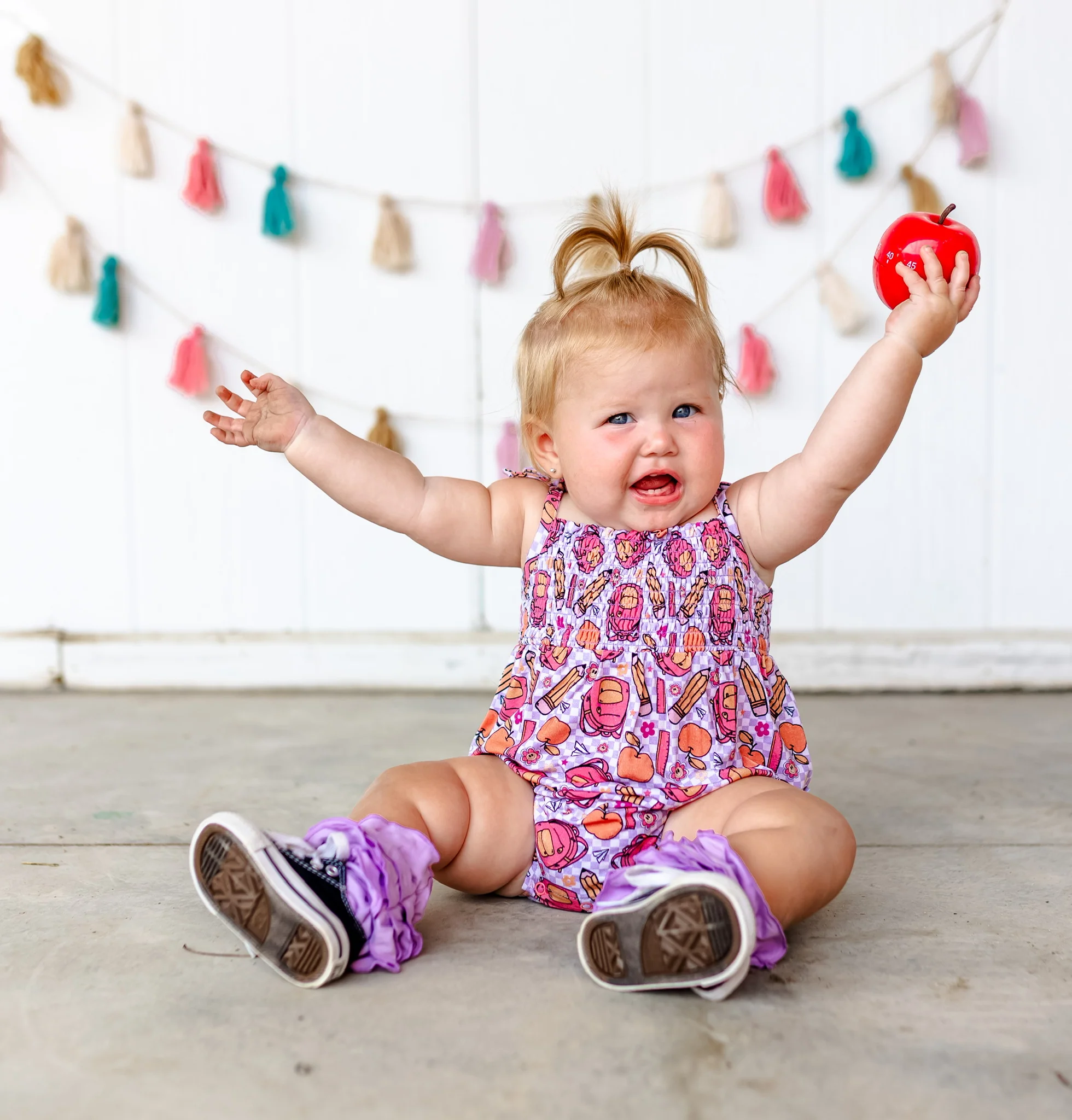 RULE THE SCHOOL SMOCKED BUBBLE ROMPER - Image 3