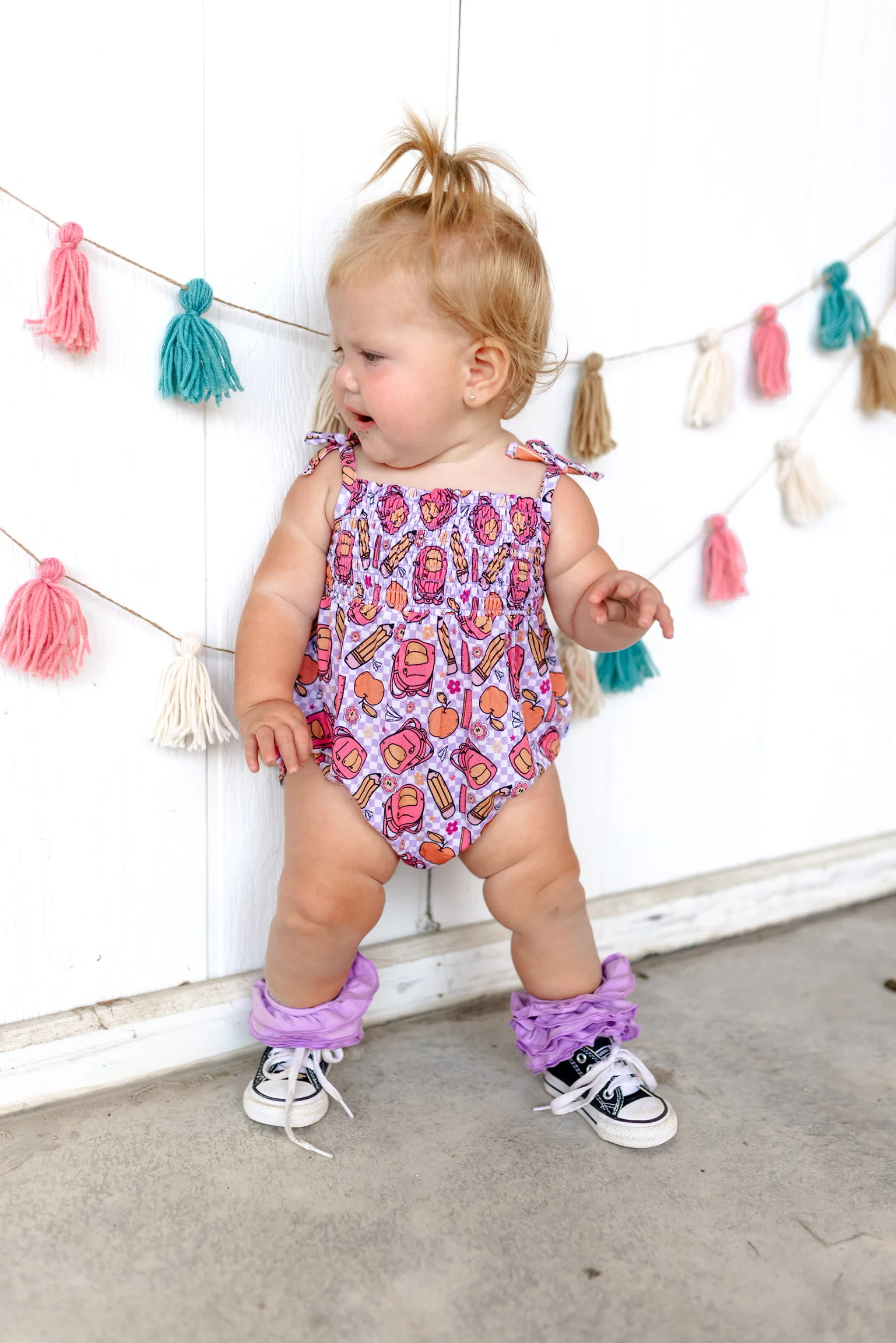 RULE THE SCHOOL SMOCKED BUBBLE ROMPER - Image 6