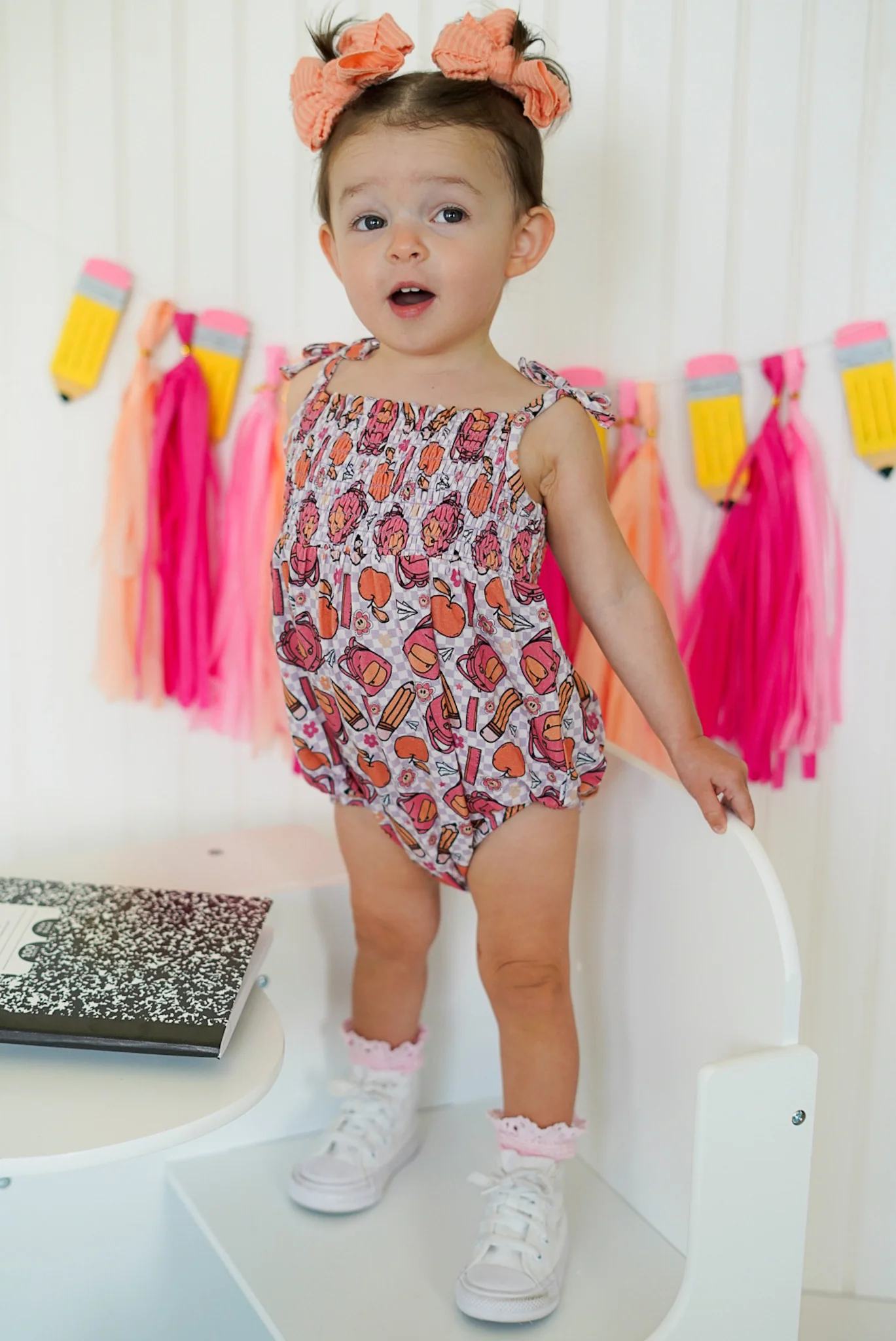 RULE THE SCHOOL SMOCKED BUBBLE ROMPER - Image 7