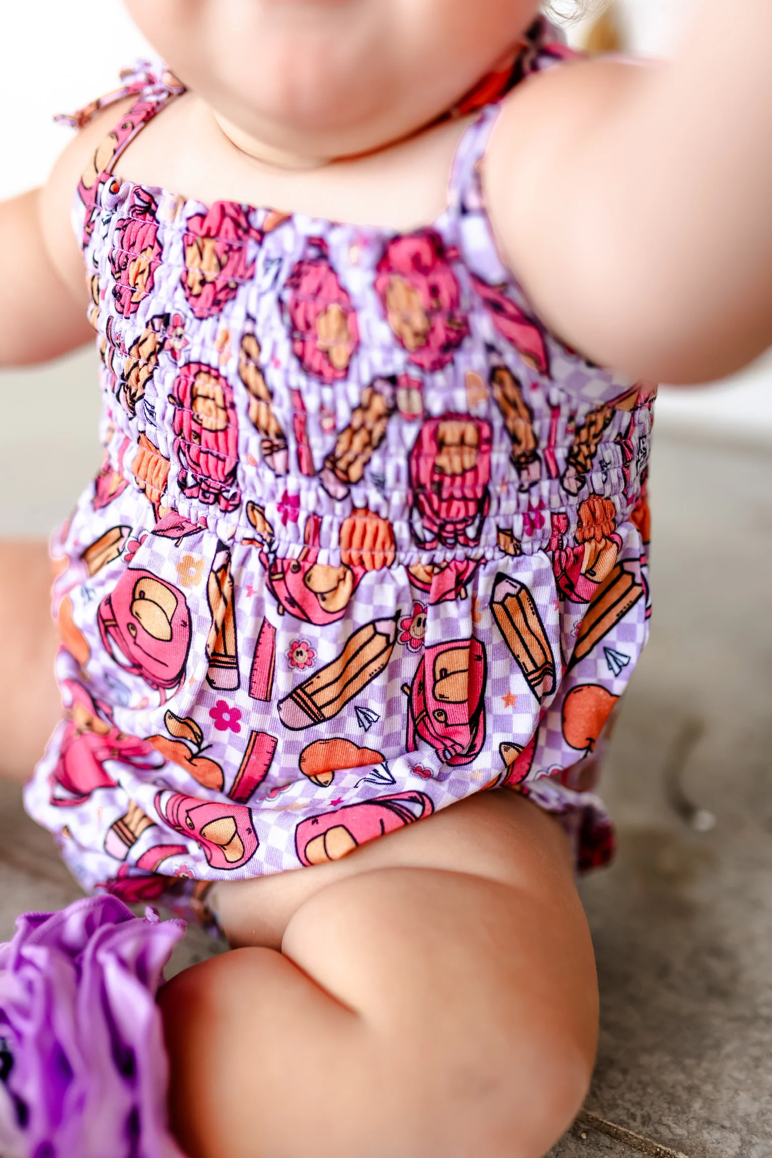 RULE THE SCHOOL SMOCKED BUBBLE ROMPER - Image 9