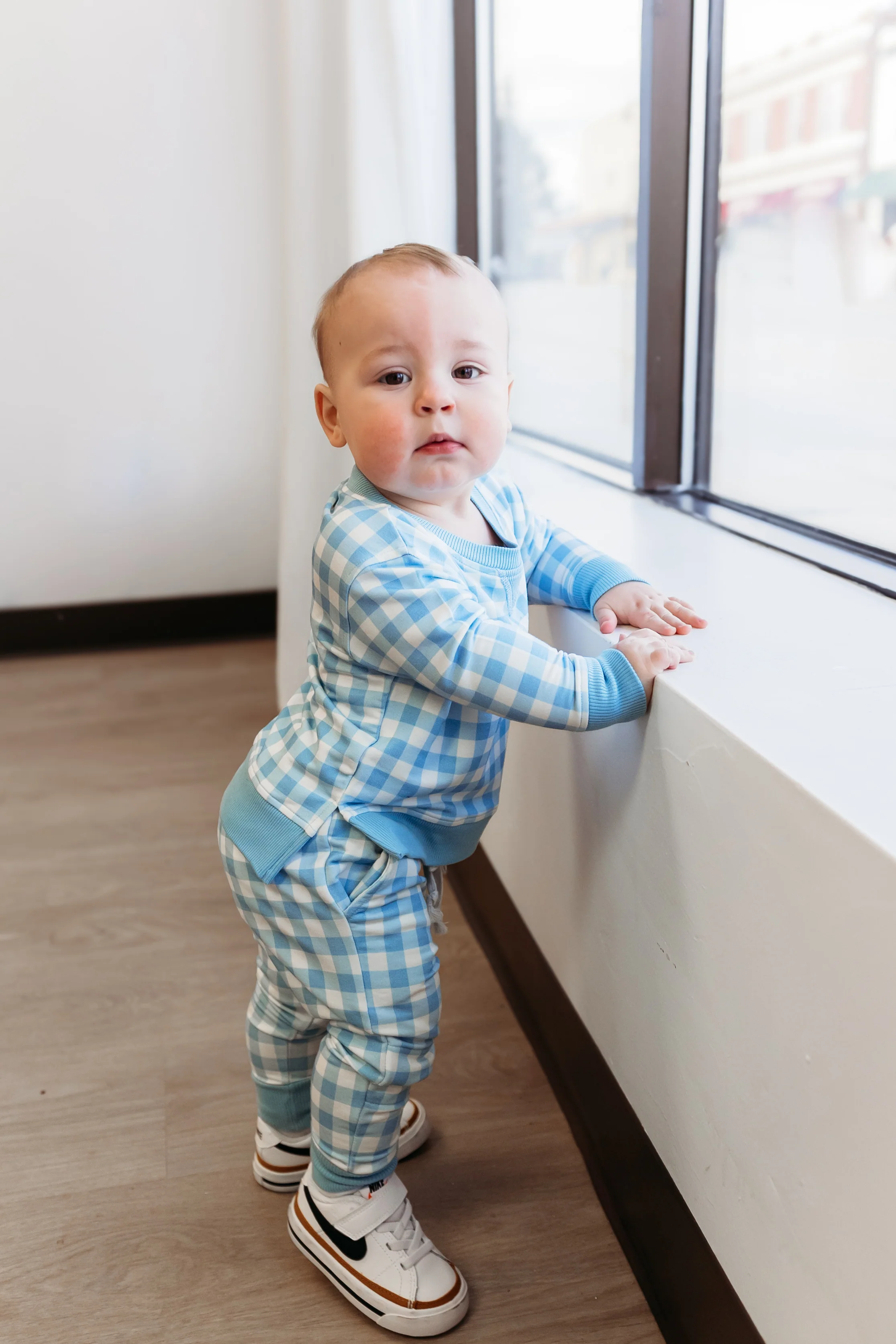 SKY BLUE GINGHAM DREAM JOGGER - Image 10