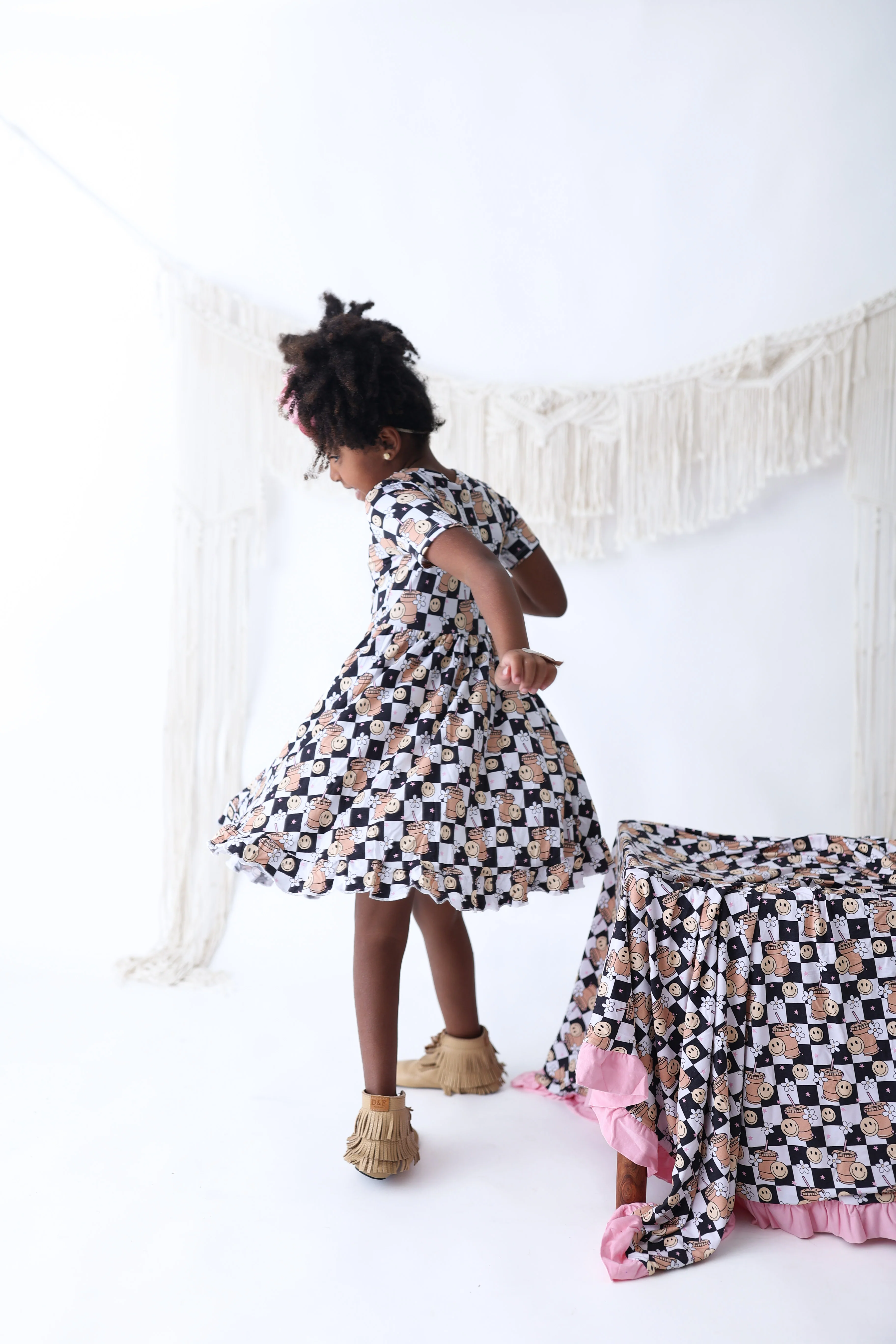SMILEY CUP OF CHECKERS DREAM RUFFLE DRESS - Image 4