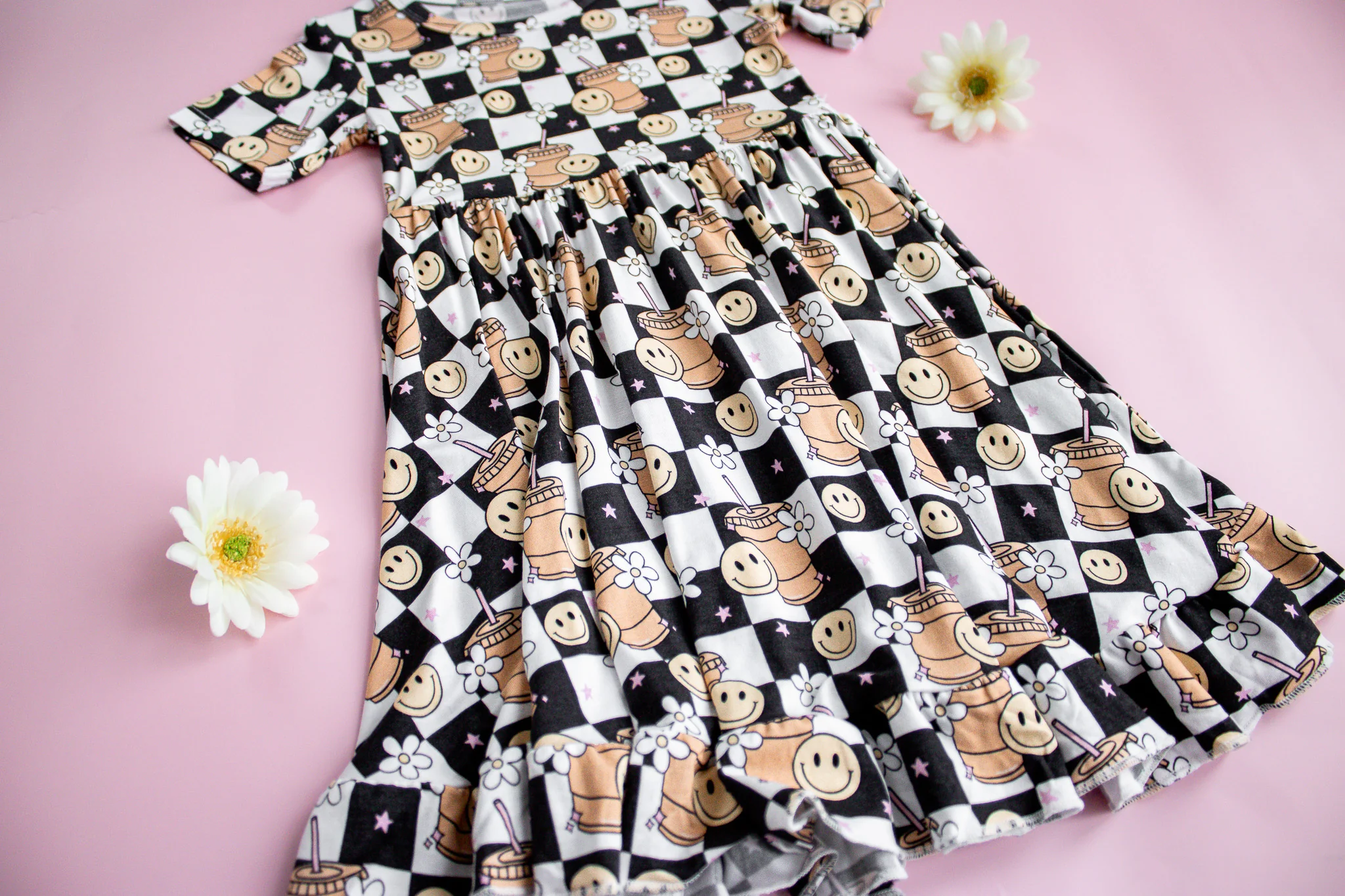 SMILEY CUP OF CHECKERS DREAM RUFFLE DRESS - Image 5
