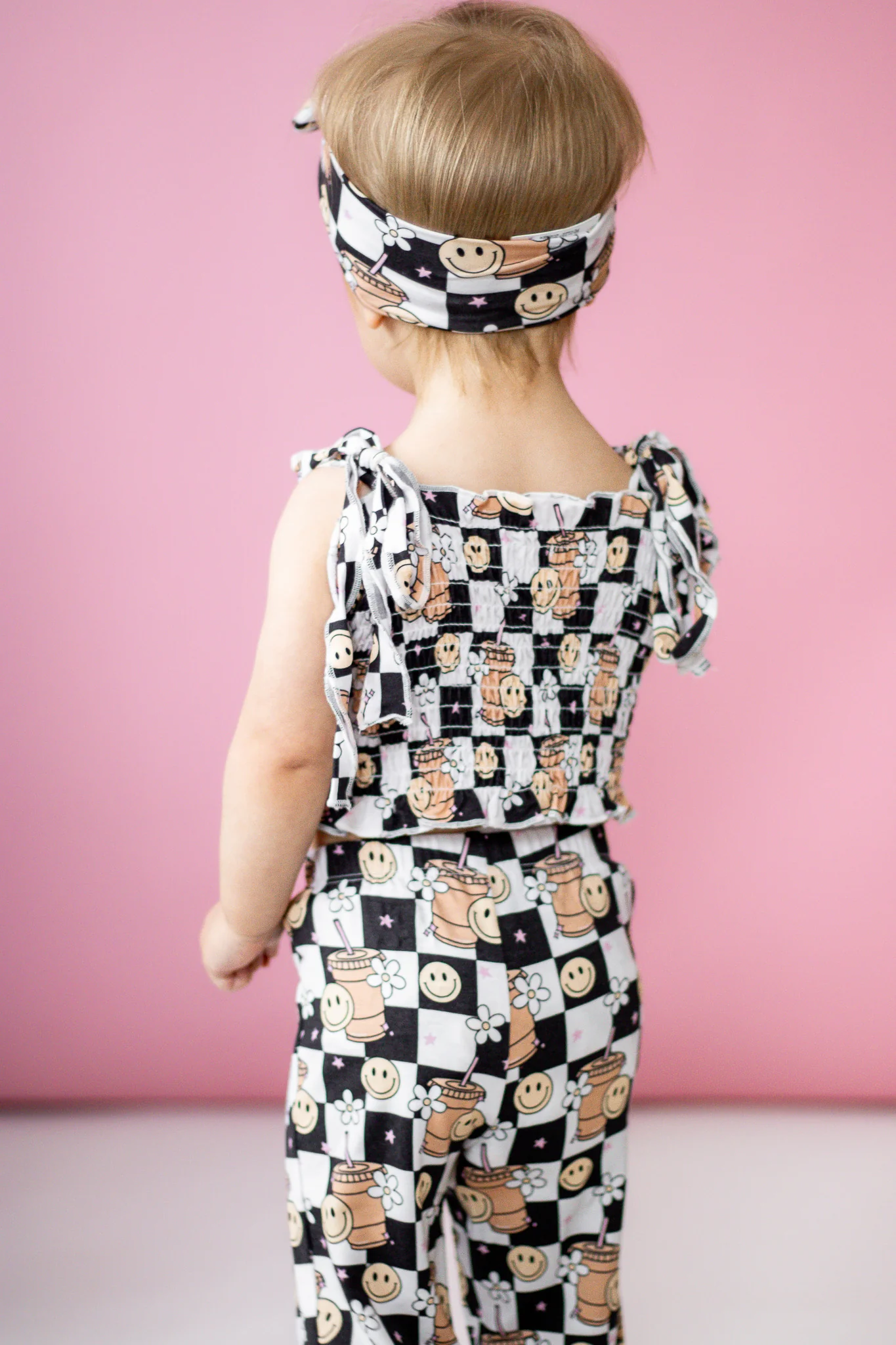 SMILEY CUP OF CHECKERS DREAM SMOCKED FLARE SET - Image 3