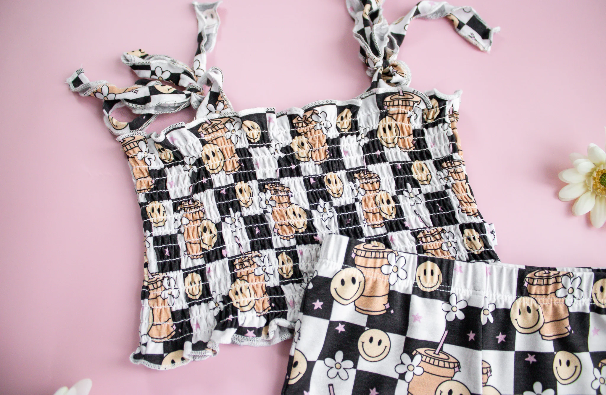 SMILEY CUP OF CHECKERS DREAM SMOCKED FLARE SET - Image 4