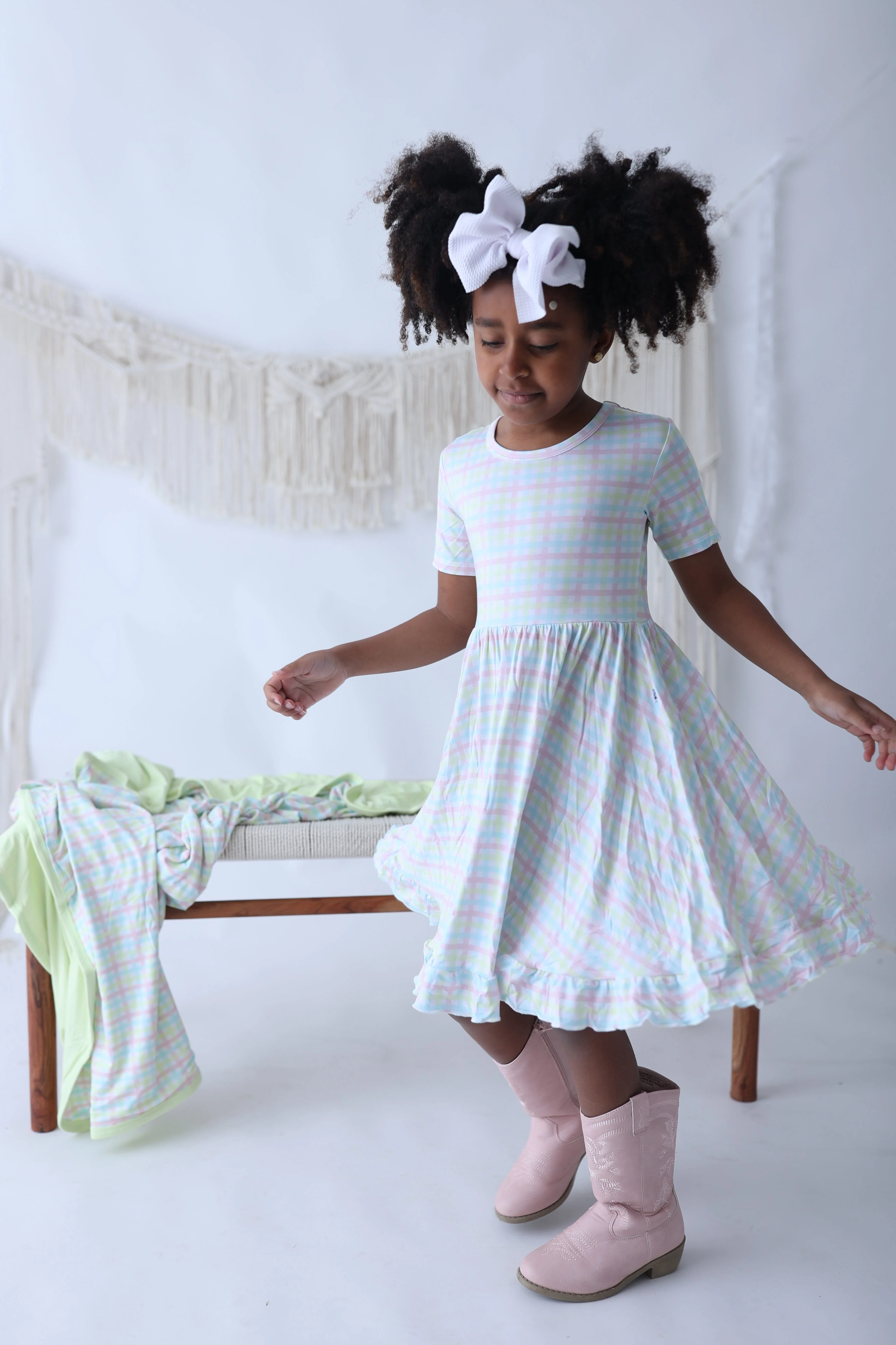 SPRING GINGHAM DREAM RUFFLE DRESS - Image 3