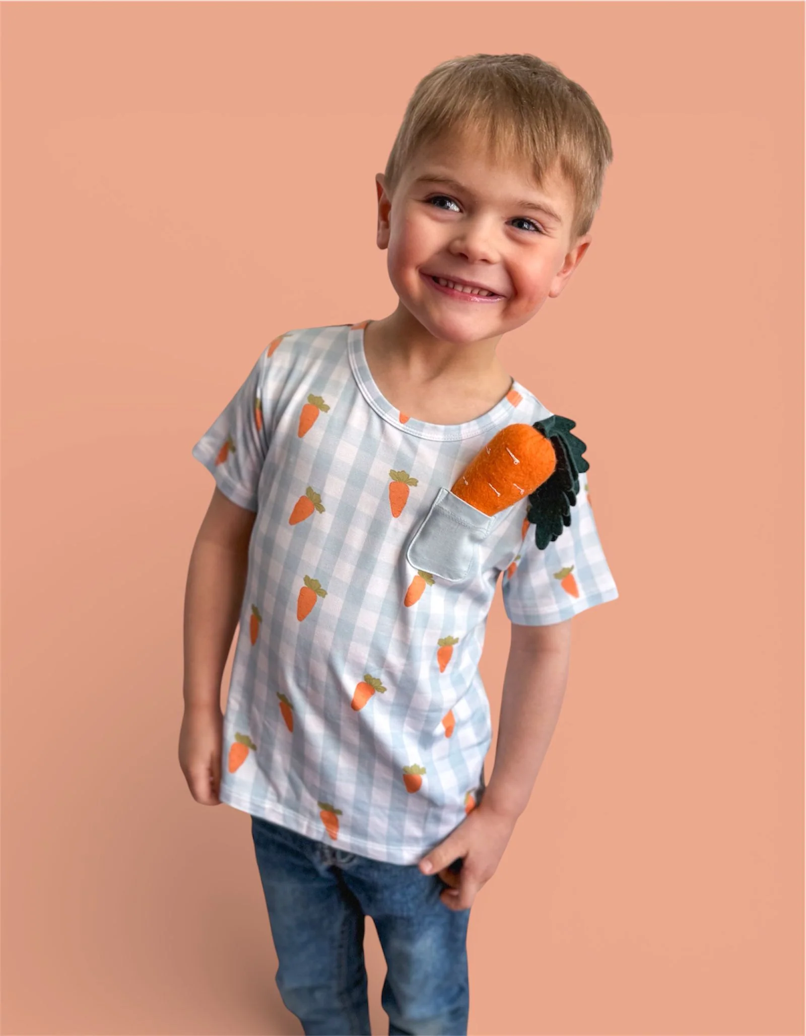 SPRING HARVEST CHECK DREAM POCKET TEE - Image 5