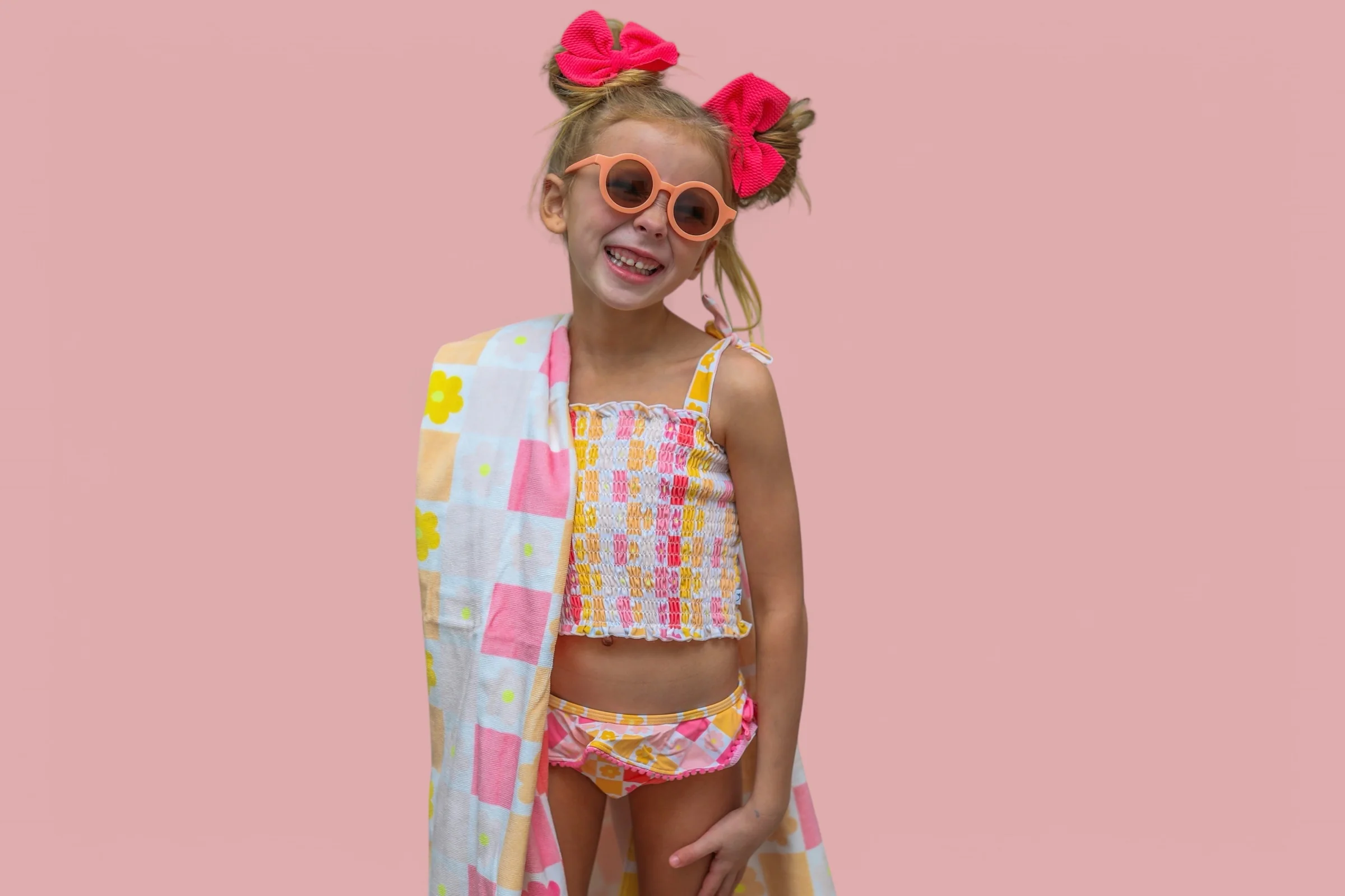 SUMMER SUNSET CHECKERS DREAM SMOCKED TANKINI TWO PIECE SWIM SUIT - Image 10