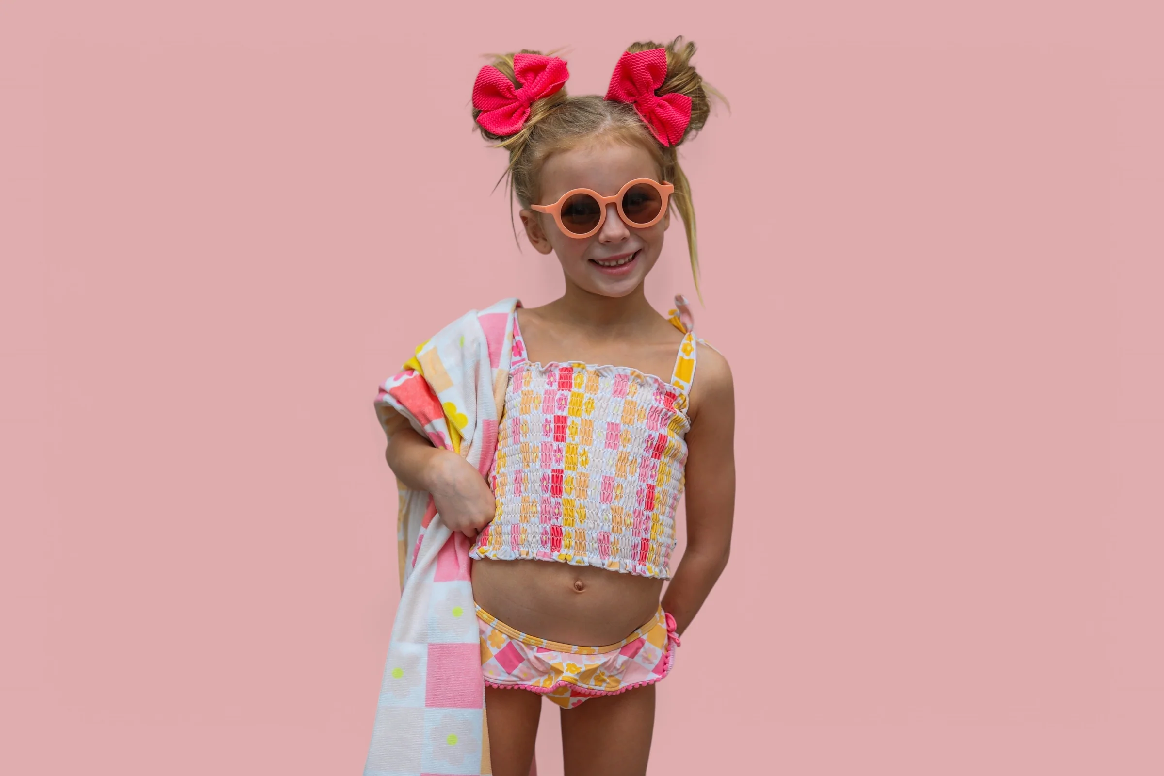 SUMMER SUNSET CHECKERS DREAM SMOCKED TANKINI TWO PIECE SWIM SUIT - Image 11
