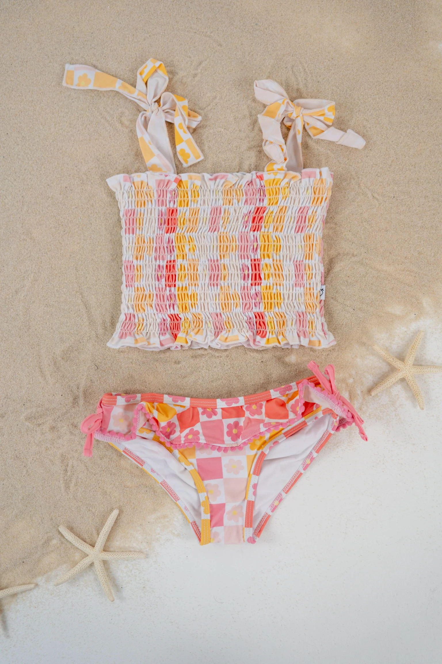 SUMMER SUNSET CHECKERS DREAM SMOCKED TANKINI TWO PIECE SWIM SUIT - Image 13
