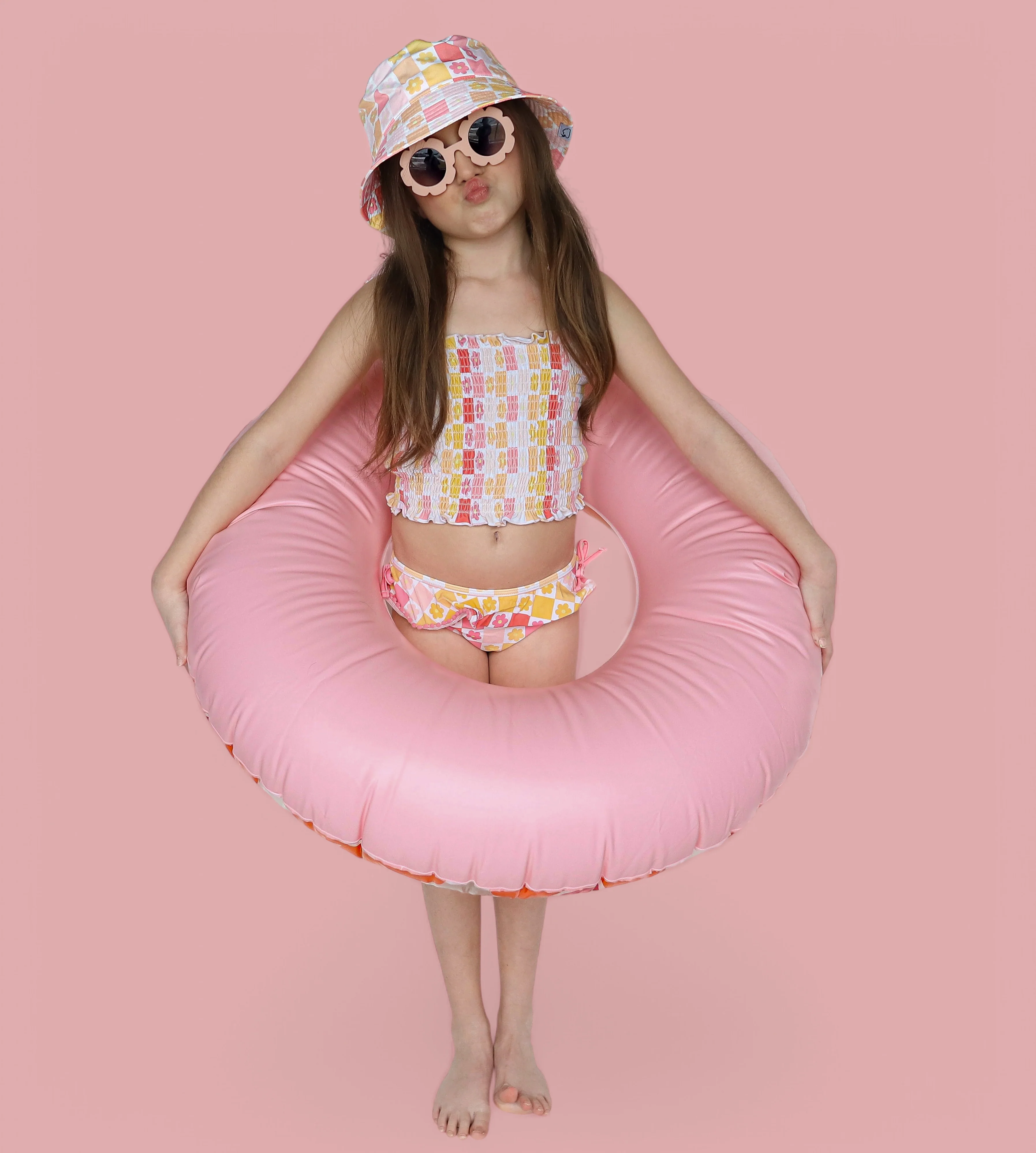 SUMMER SUNSET CHECKERS DREAM SMOCKED TANKINI TWO PIECE SWIM SUIT - Image 15