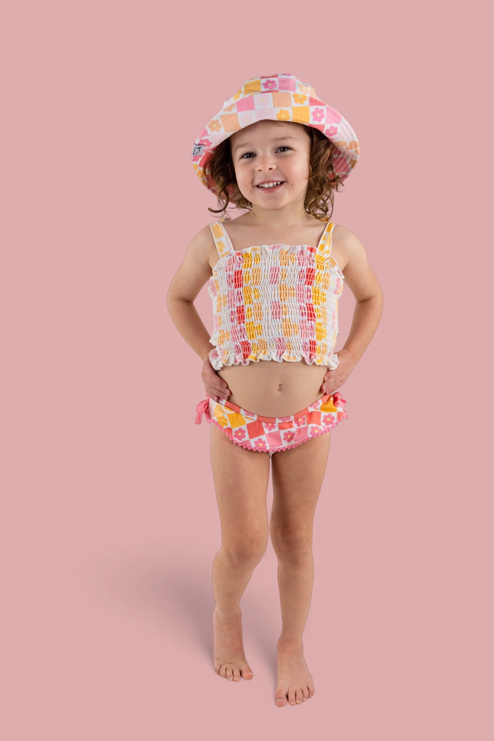SUMMER SUNSET CHECKERS DREAM SMOCKED TANKINI TWO PIECE SWIM SUIT - Image 22