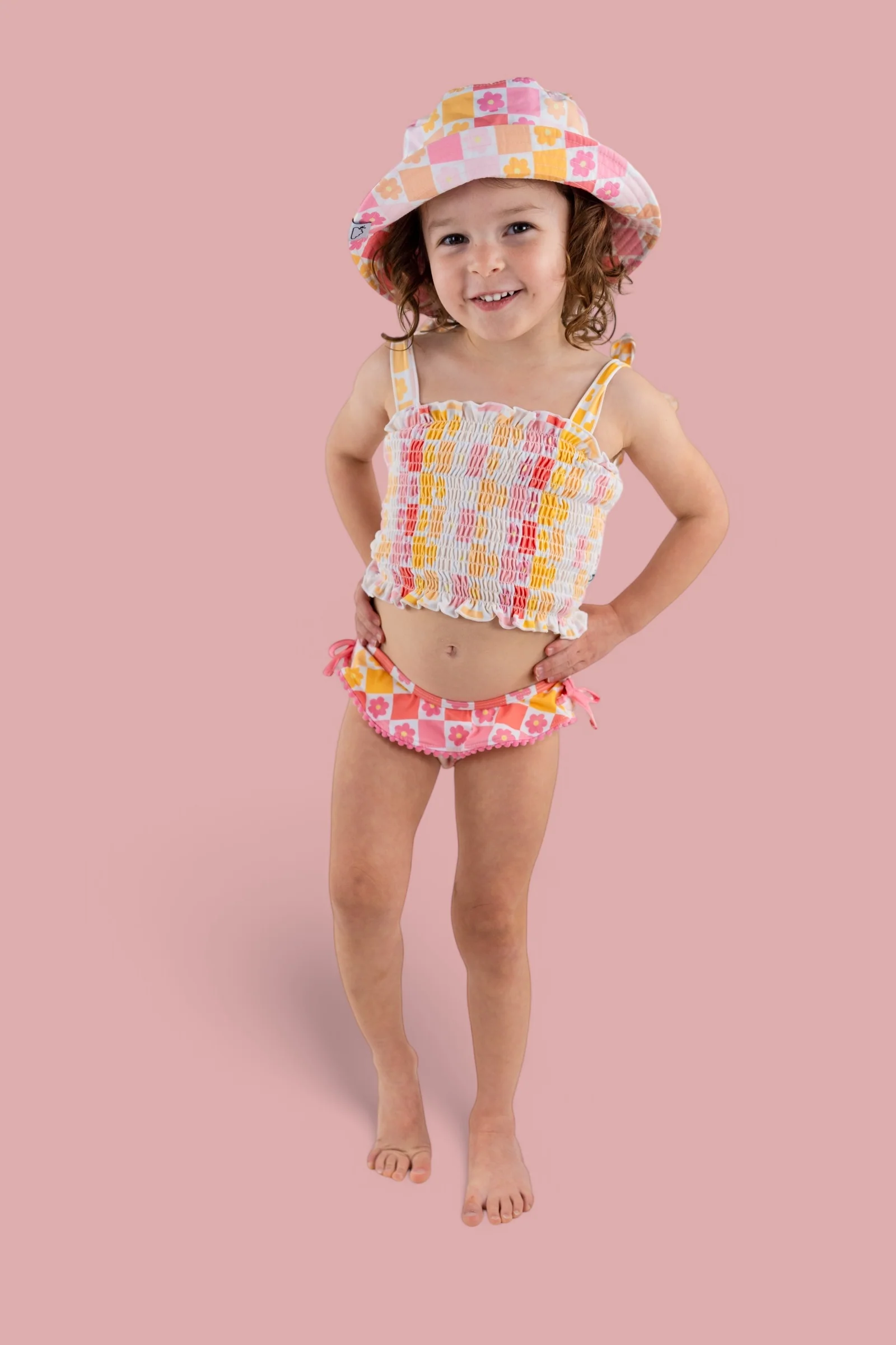 SUMMER SUNSET CHECKERS DREAM SMOCKED TANKINI TWO PIECE SWIM SUIT - Image 23