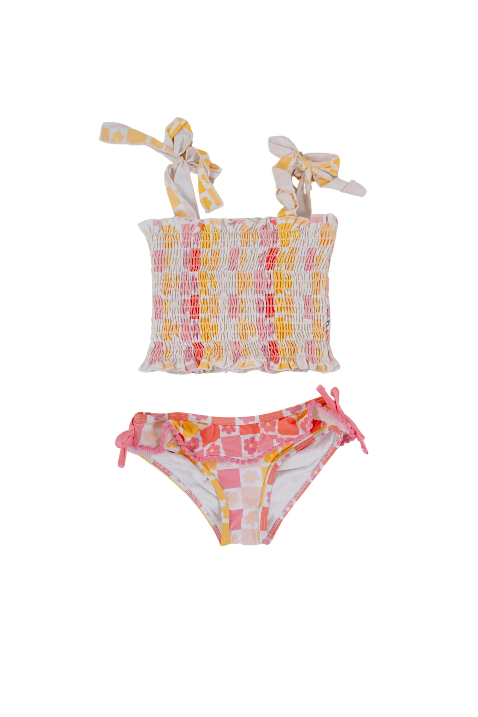 SUMMER SUNSET CHECKERS DREAM SMOCKED TANKINI TWO PIECE SWIM SUIT - Image 26