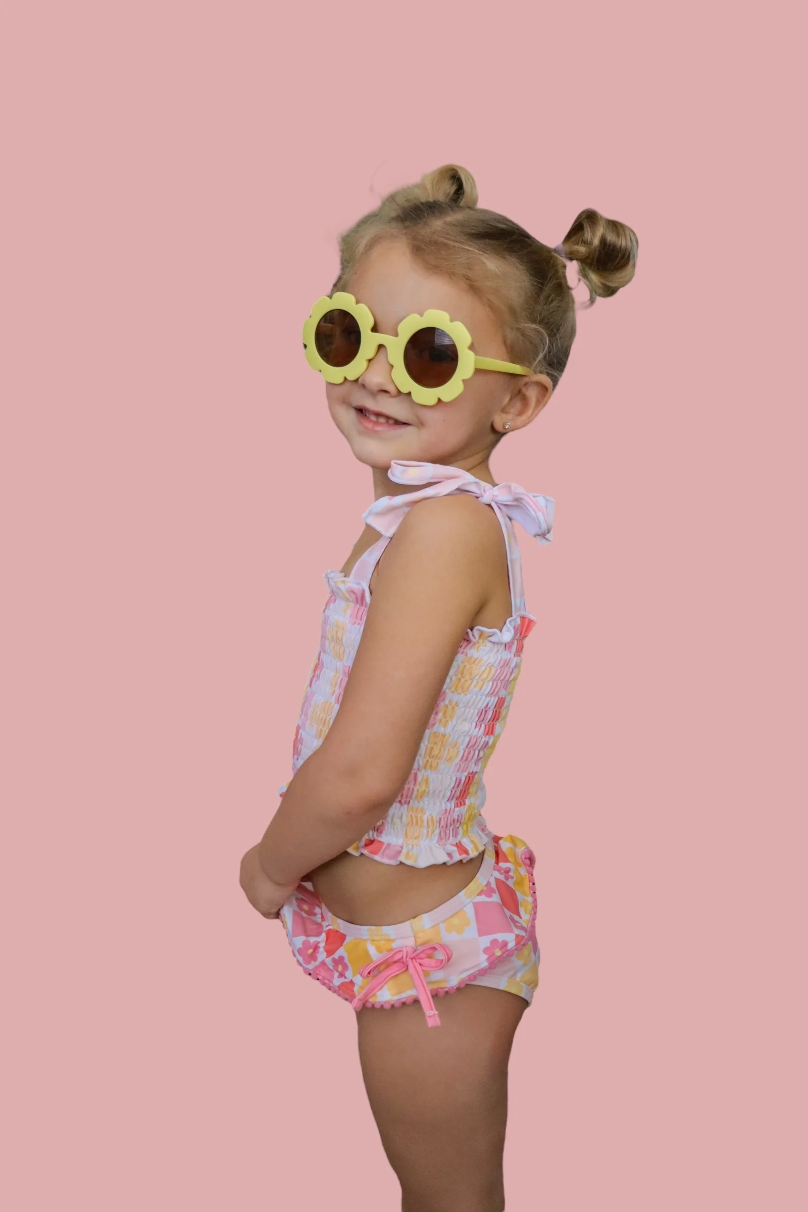 SUMMER SUNSET CHECKERS DREAM SMOCKED TANKINI TWO PIECE SWIM SUIT - Image 5
