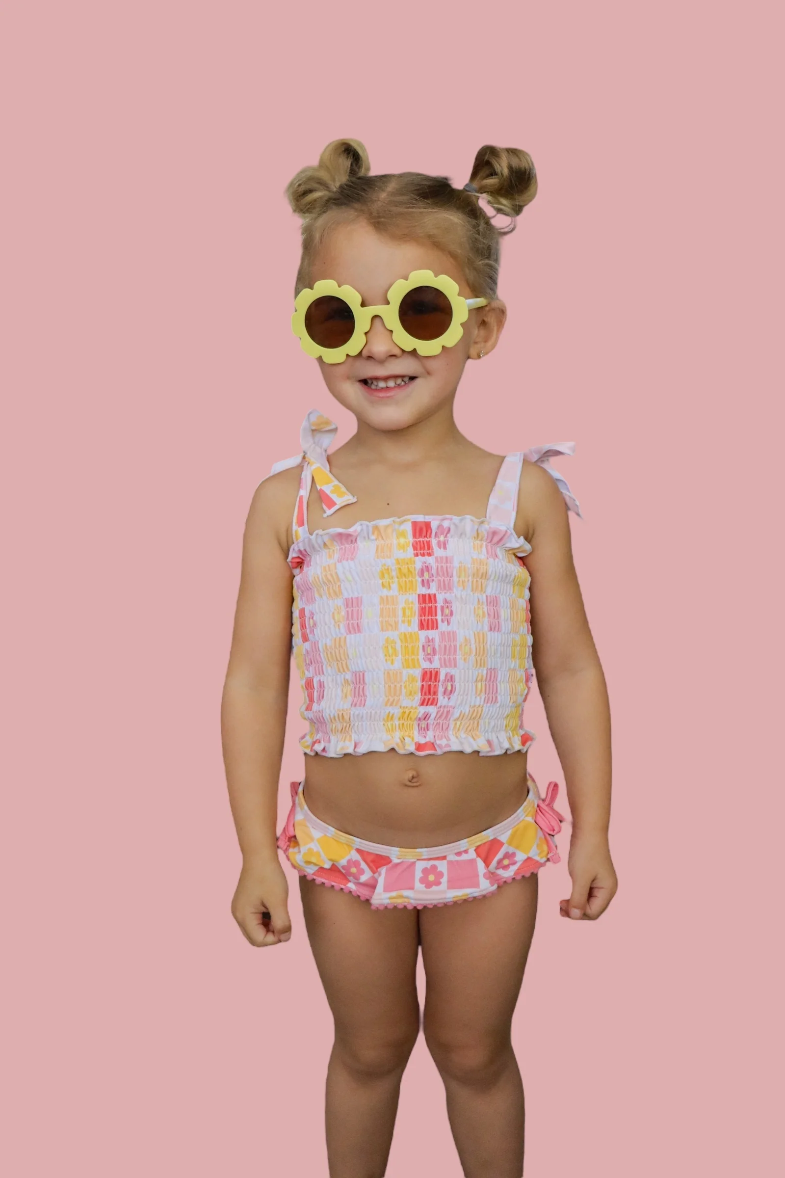 SUMMER SUNSET CHECKERS DREAM SMOCKED TANKINI TWO PIECE SWIM SUIT - Image 6