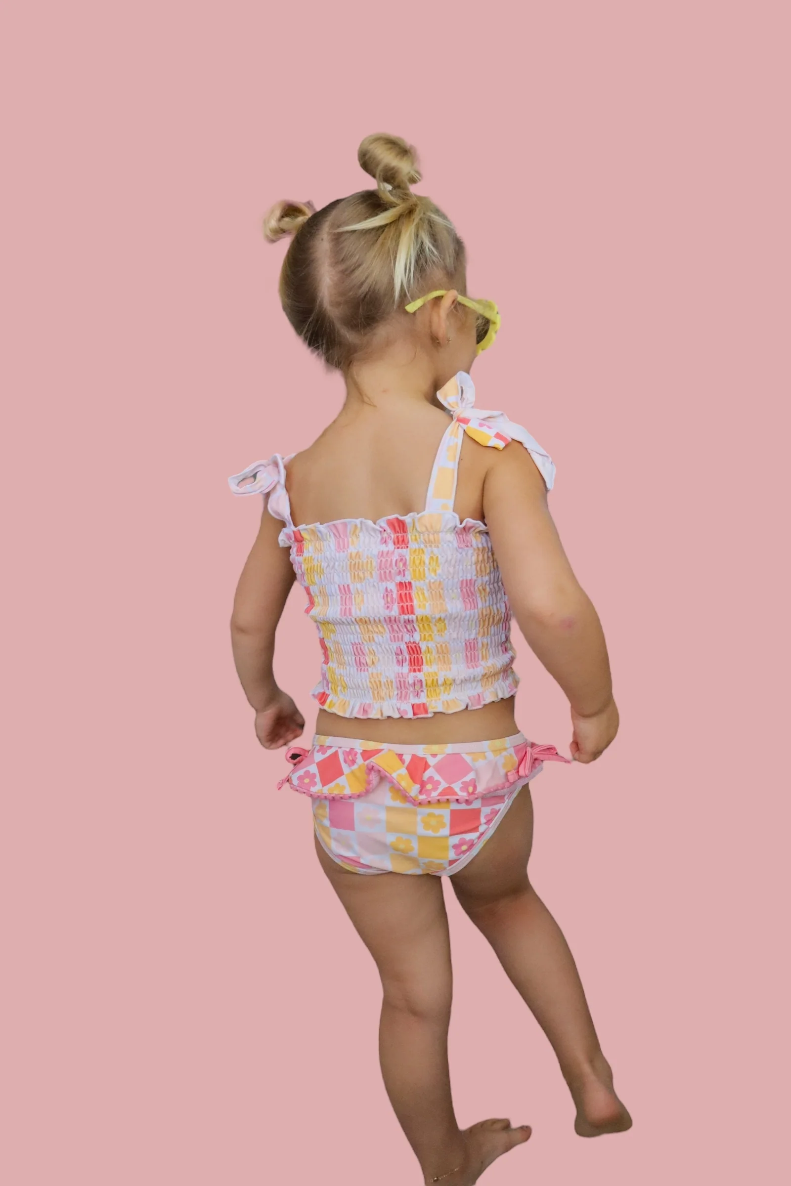 SUMMER SUNSET CHECKERS DREAM SMOCKED TANKINI TWO PIECE SWIM SUIT - Image 7