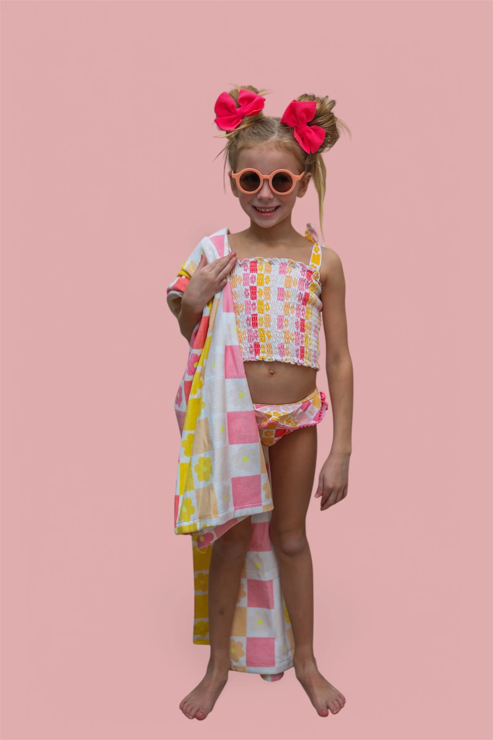 SUMMER SUNSET CHECKERS DREAM SMOCKED TANKINI TWO PIECE SWIM SUIT - Image 9