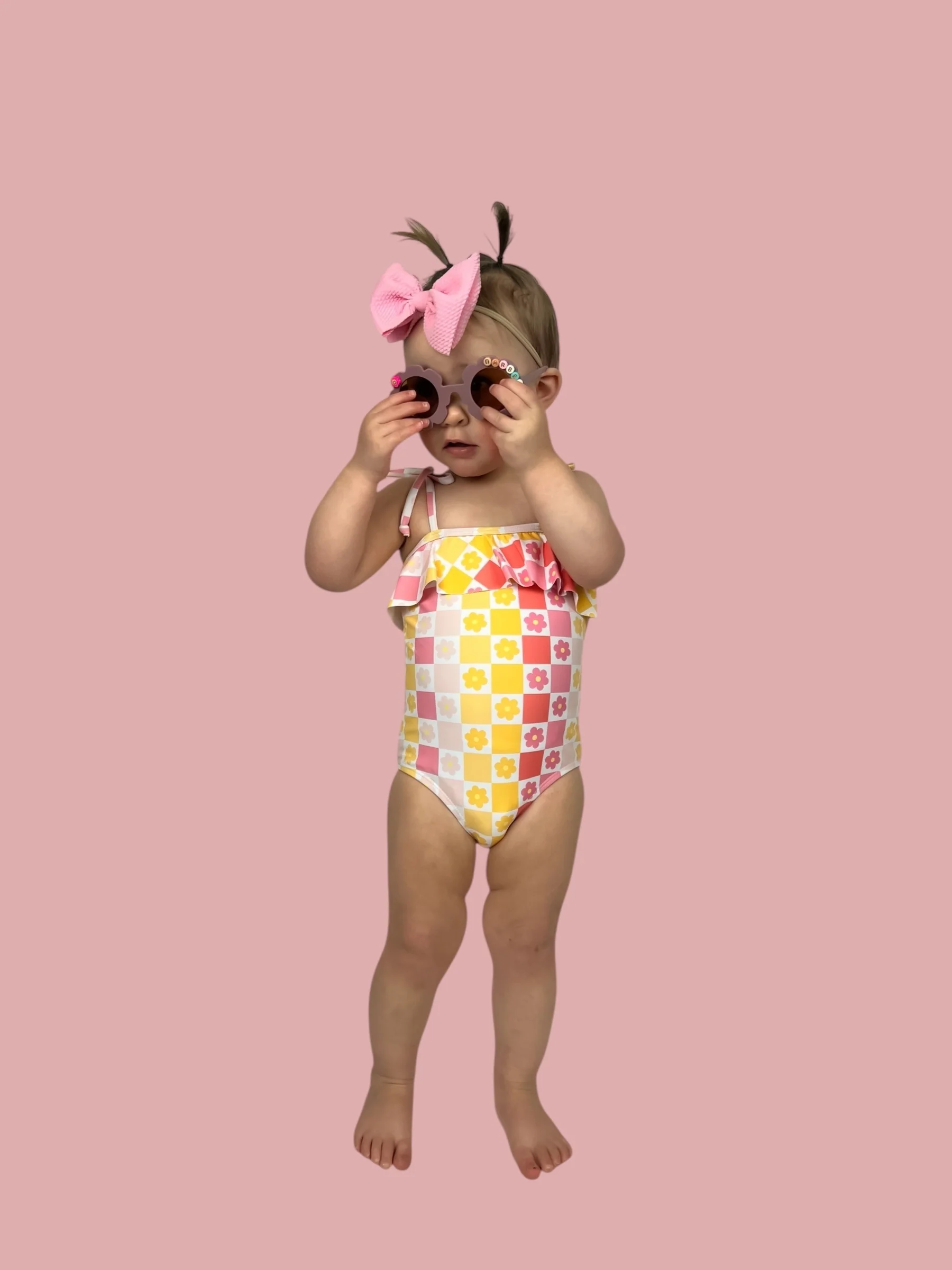 SUMMER SUNSET CHECKERS DREAM ONE PIECE SWIM SUIT - Image 20