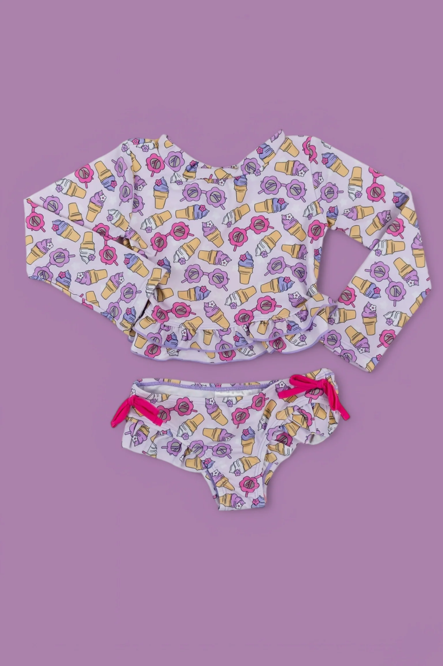 SWEET SUMMER DREAM RASH GUARD RUFFLE TWO-PIECE SWIM SUIT - Image 3