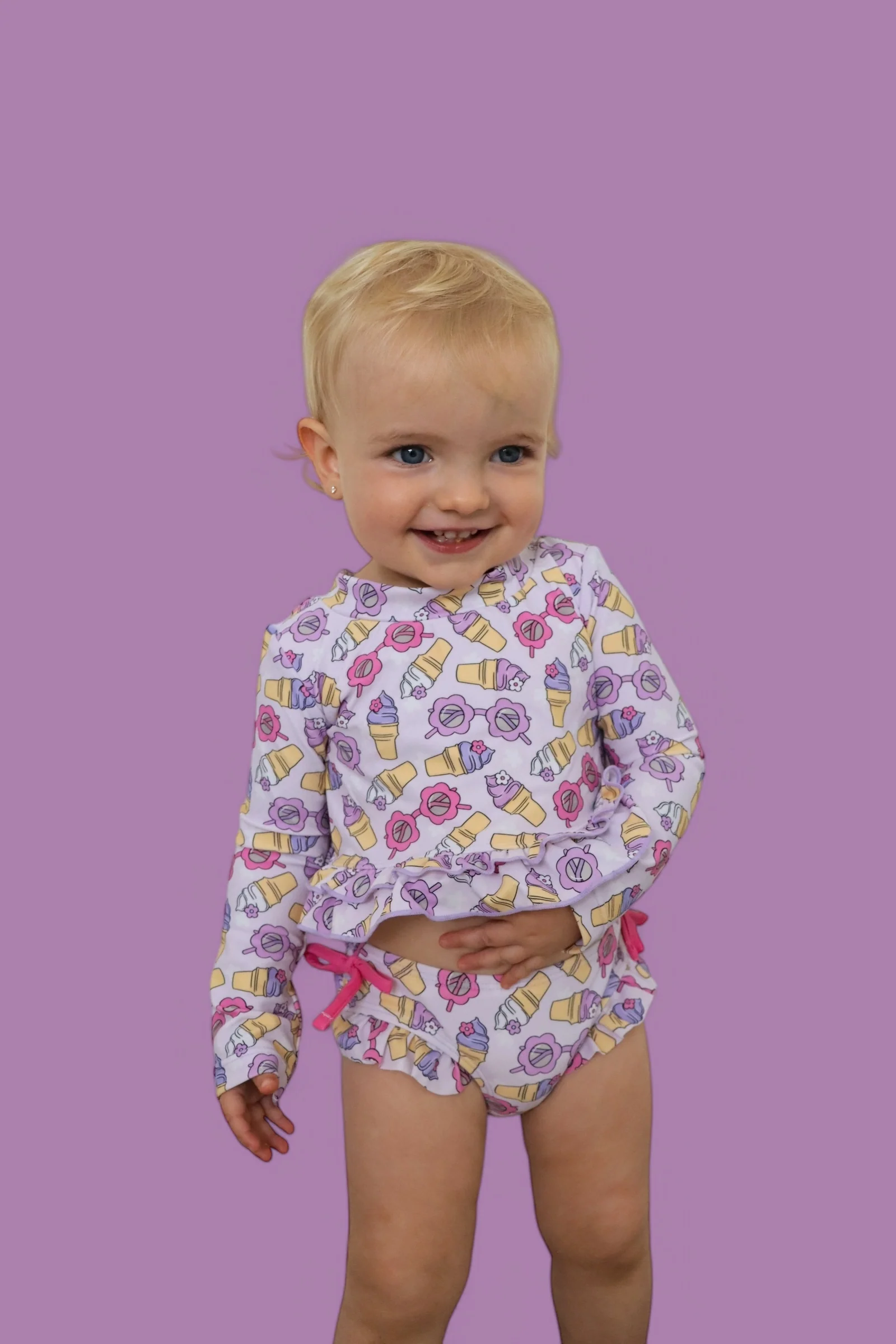 SWEET SUMMER DREAM RASH GUARD RUFFLE TWO-PIECE SWIM SUIT - Image 4