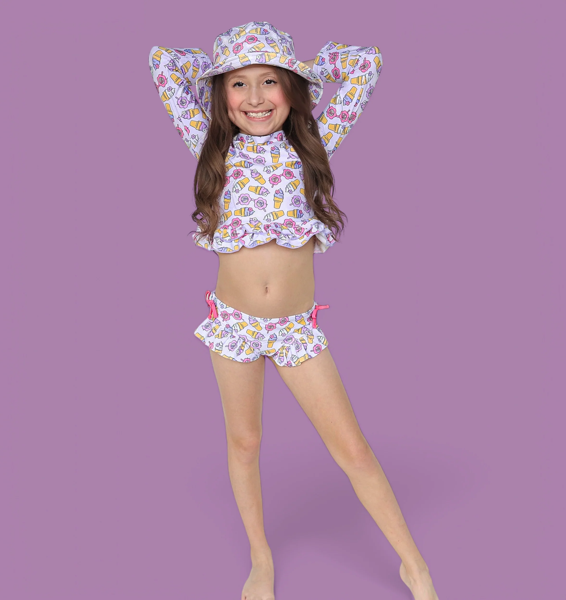SWEET SUMMER DREAM RASH GUARD RUFFLE TWO-PIECE SWIM SUIT - Image 7