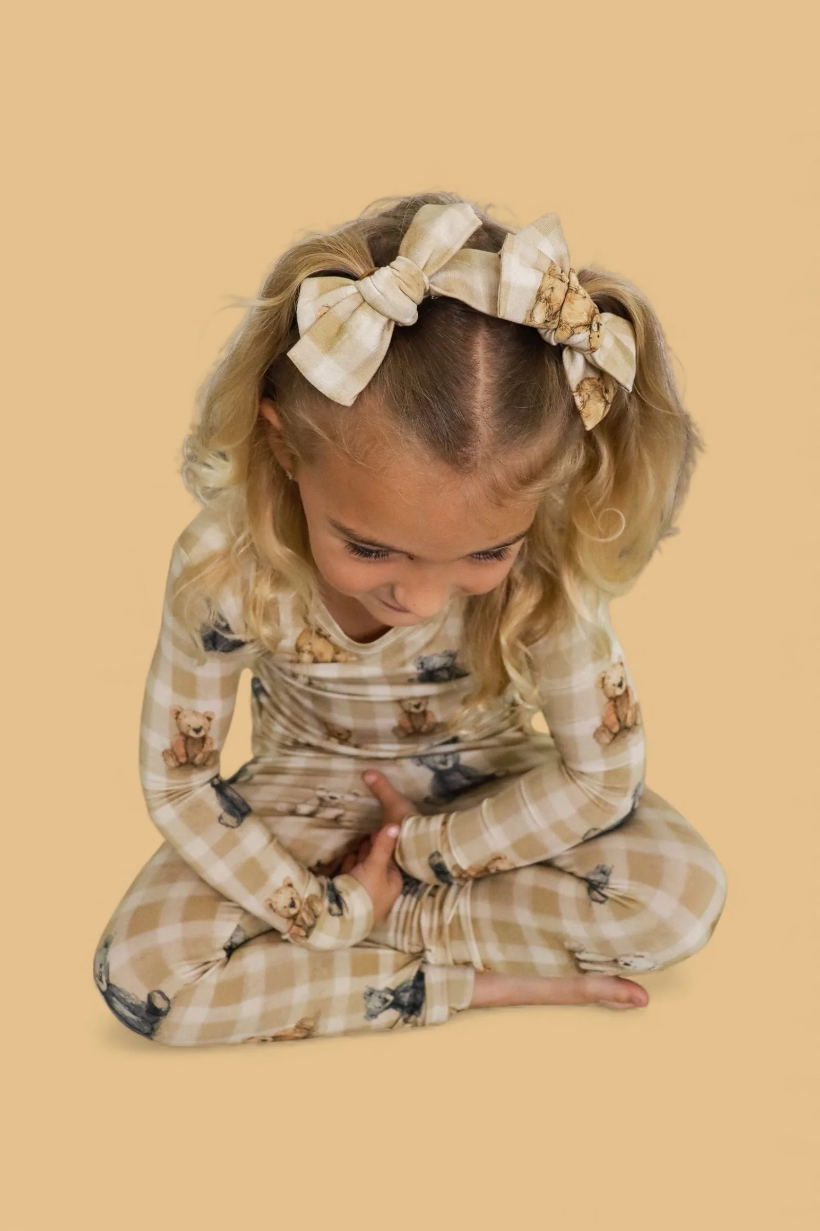 TEDDY CHECK DREAM BOW HAIR CLIPS