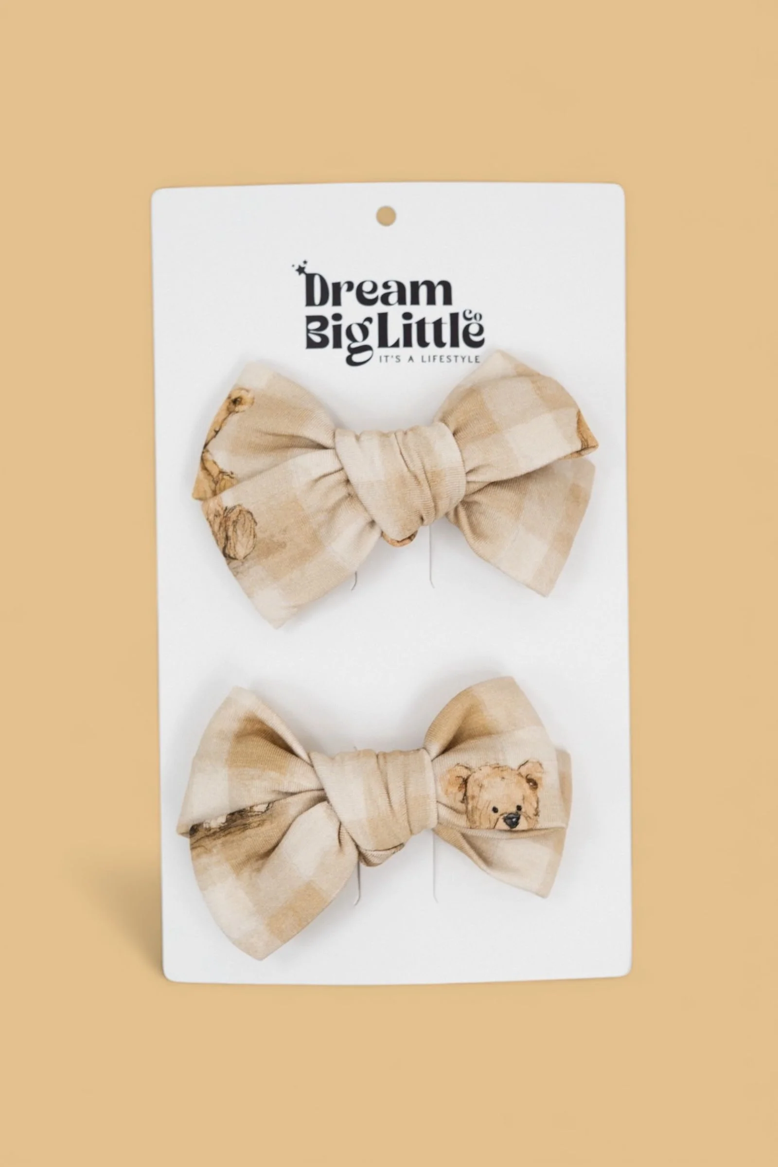 TEDDY CHECK DREAM BOW HAIR CLIPS - Image 2