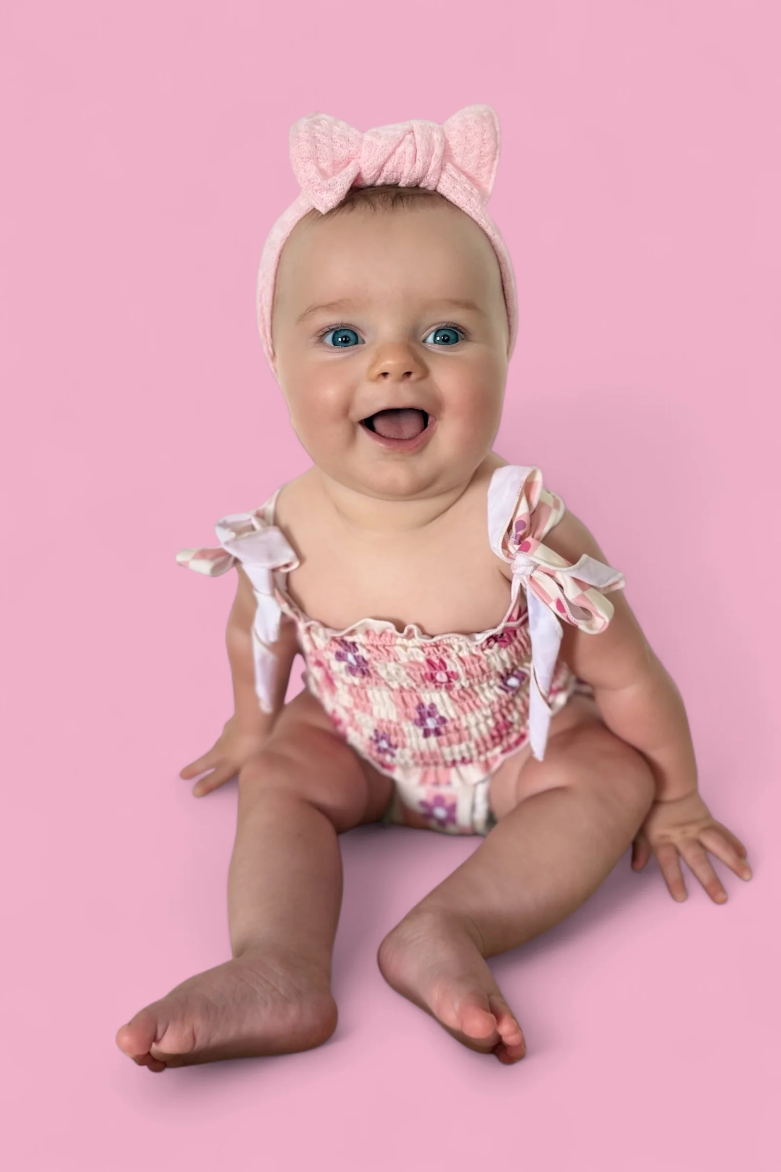 WAVY DAISY CHECKERS DREAM SMOCKED TANKINI TWO-PIECE SWIM SUIT - Image 12