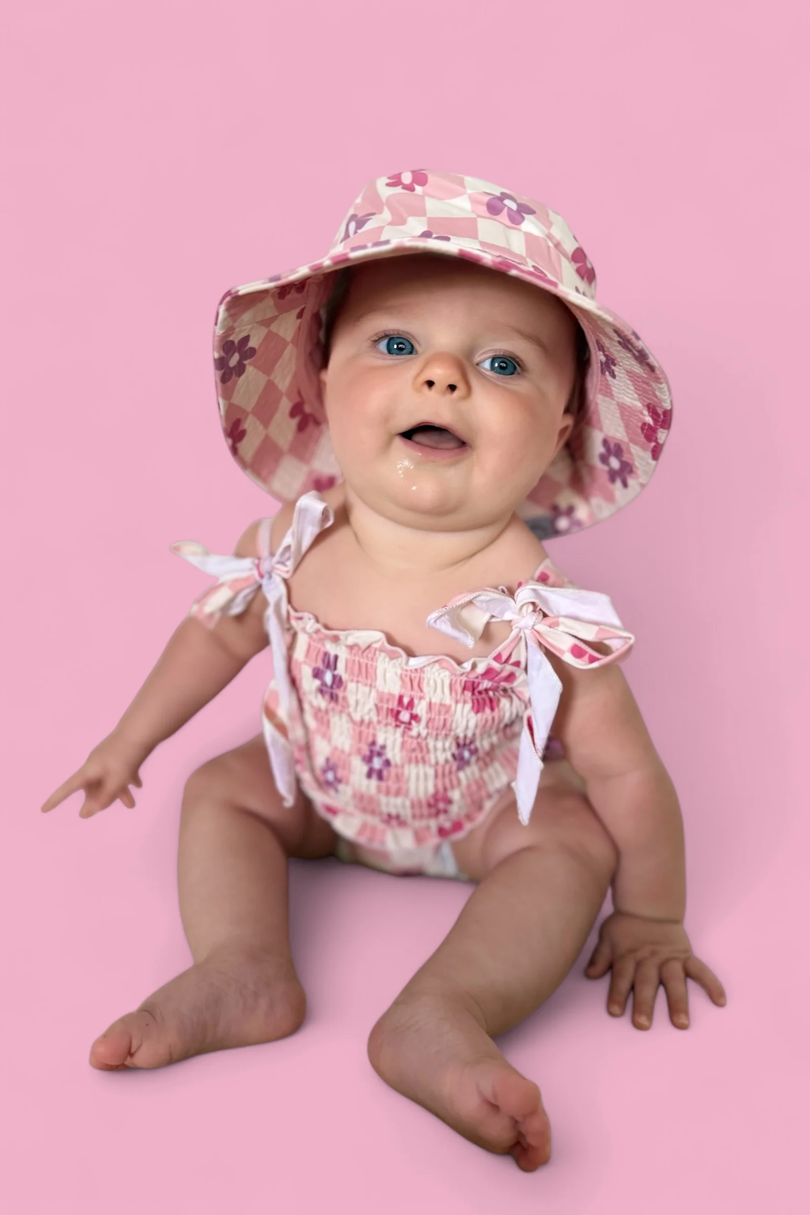 WAVY DAISY CHECKERS DREAM SMOCKED TANKINI TWO-PIECE SWIM SUIT - Image 13
