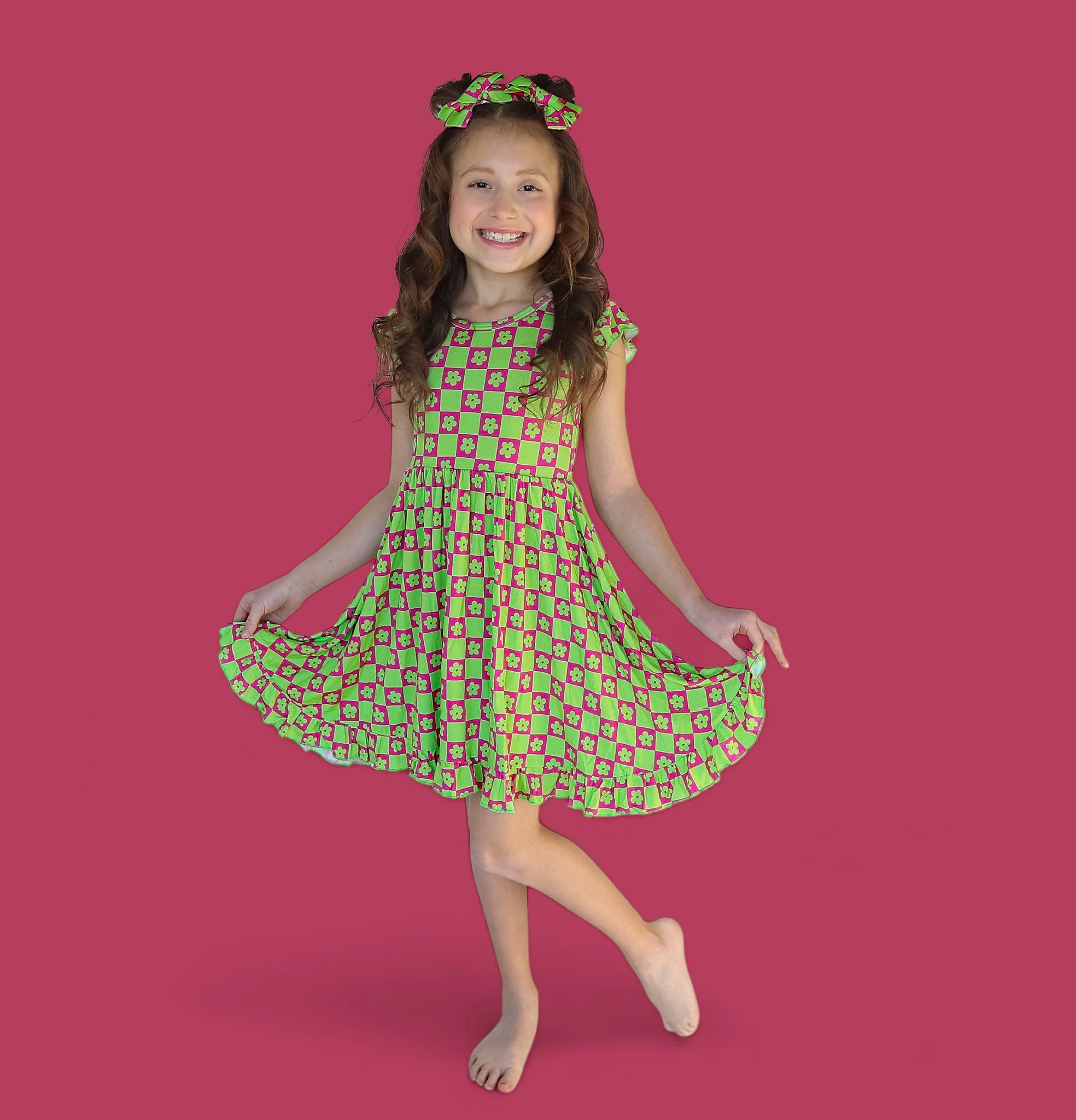 WILD DAISY CHECKERS DREAM RUFFLE DRESS - Image 14