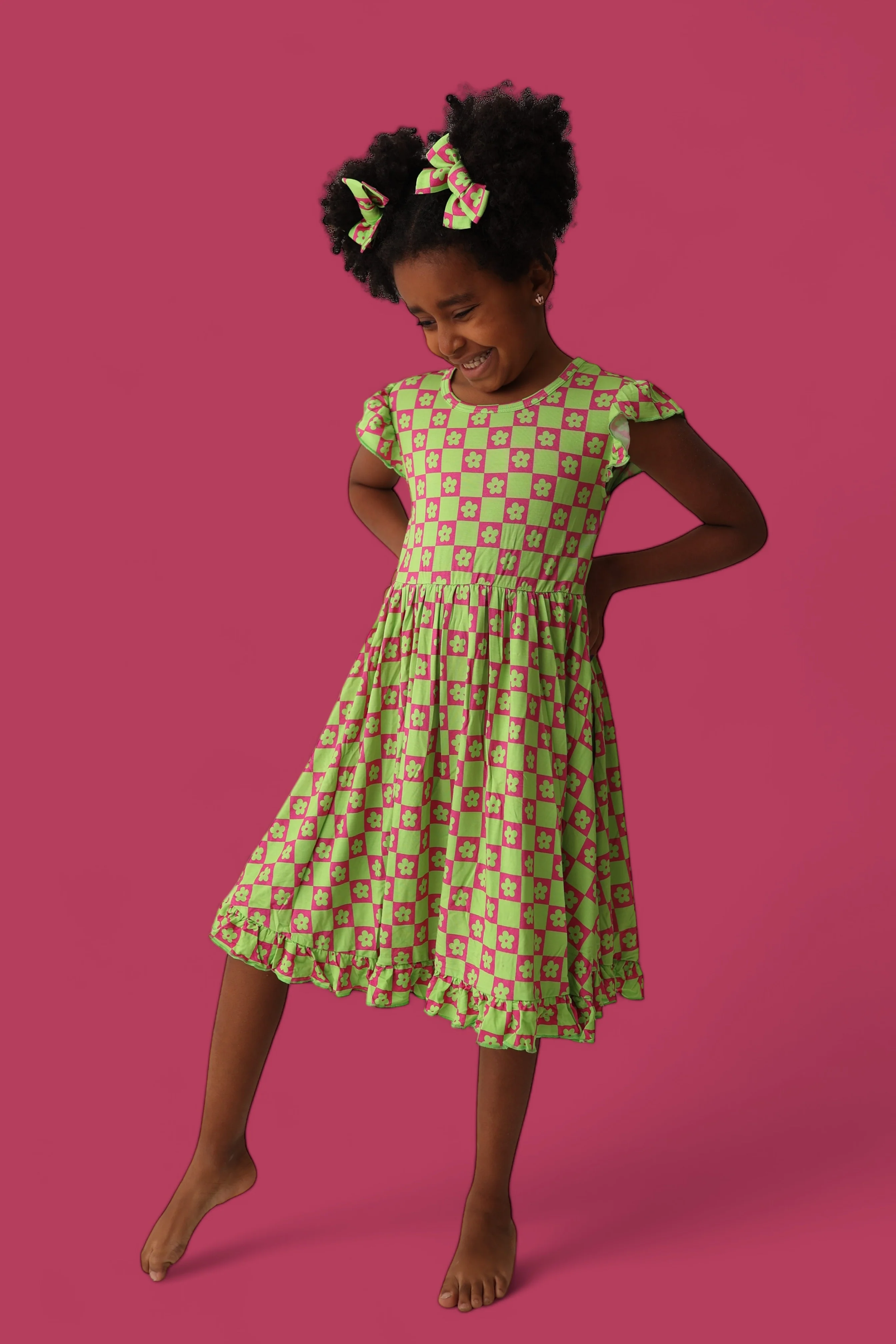 WILD DAISY CHECKERS DREAM RUFFLE DRESS - Image 3